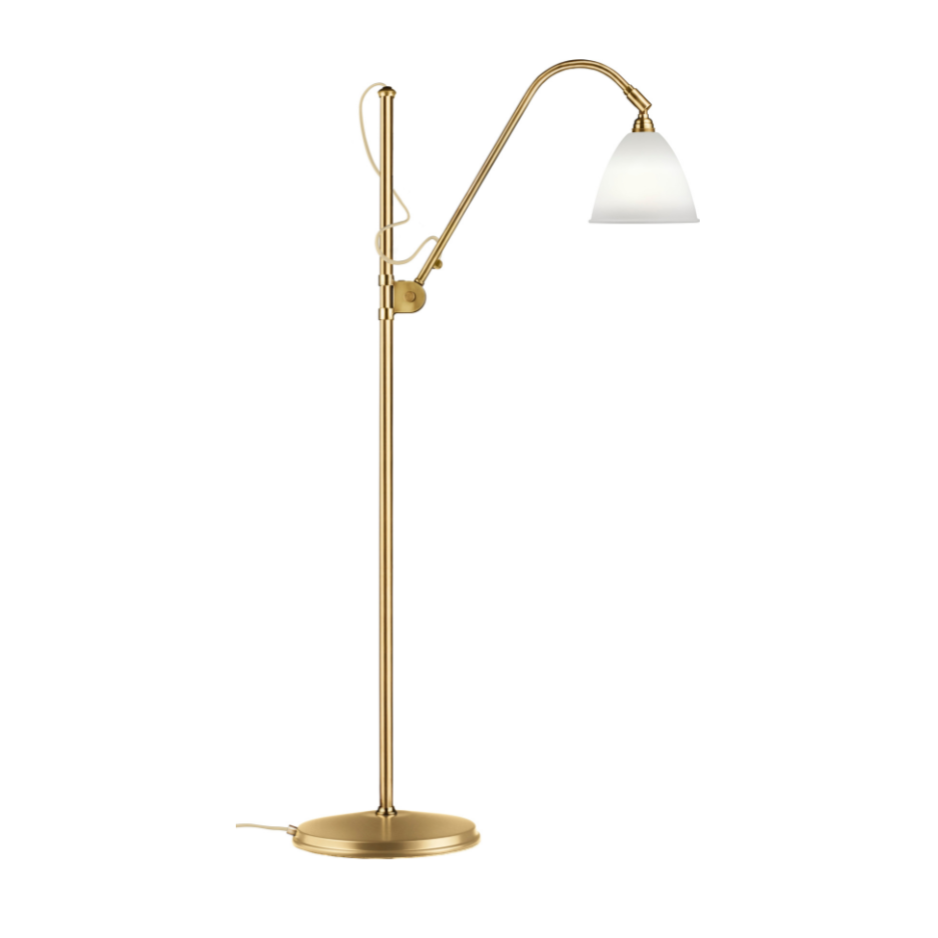 Stojaca lampa BESTLITE BL3 mosadz s porcelánovým tienidlom