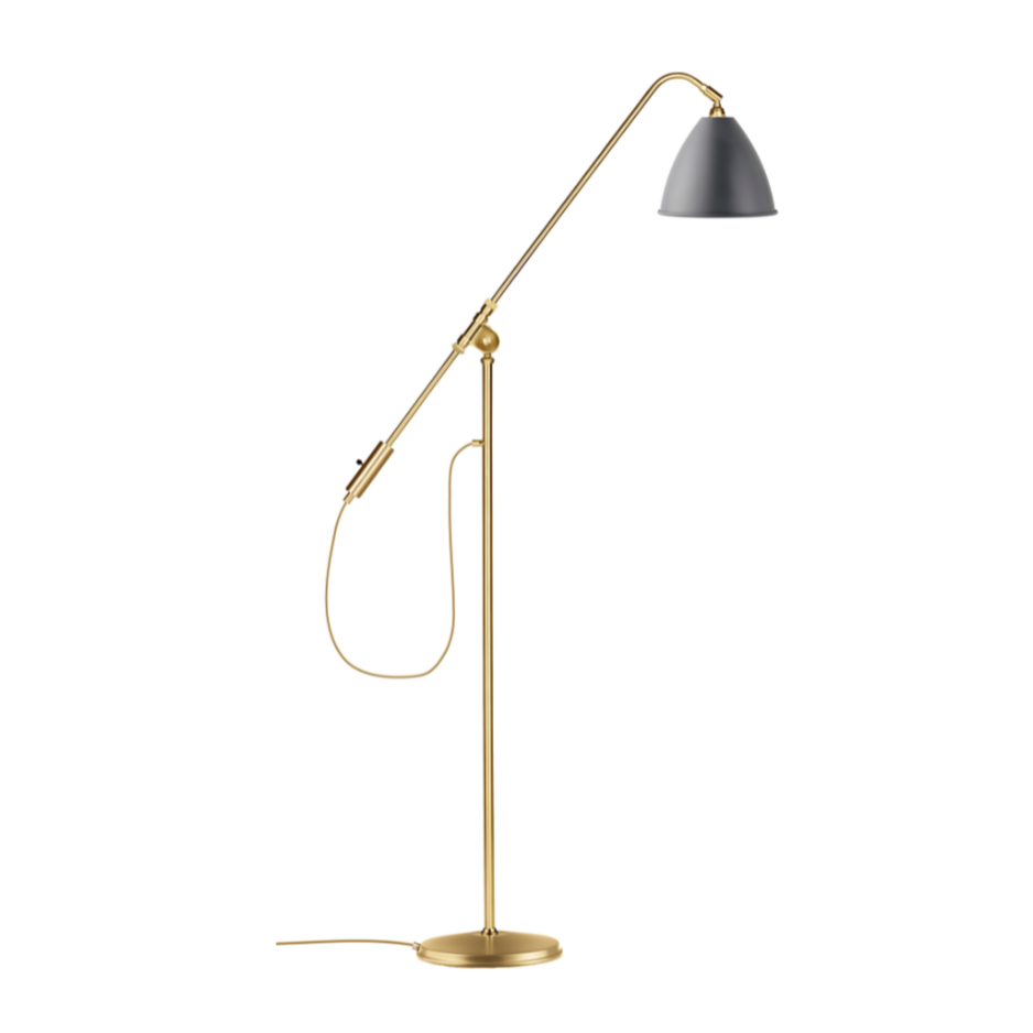 Stojaca lampa BESTLITE BL4 mosadz s šedým tienidlo