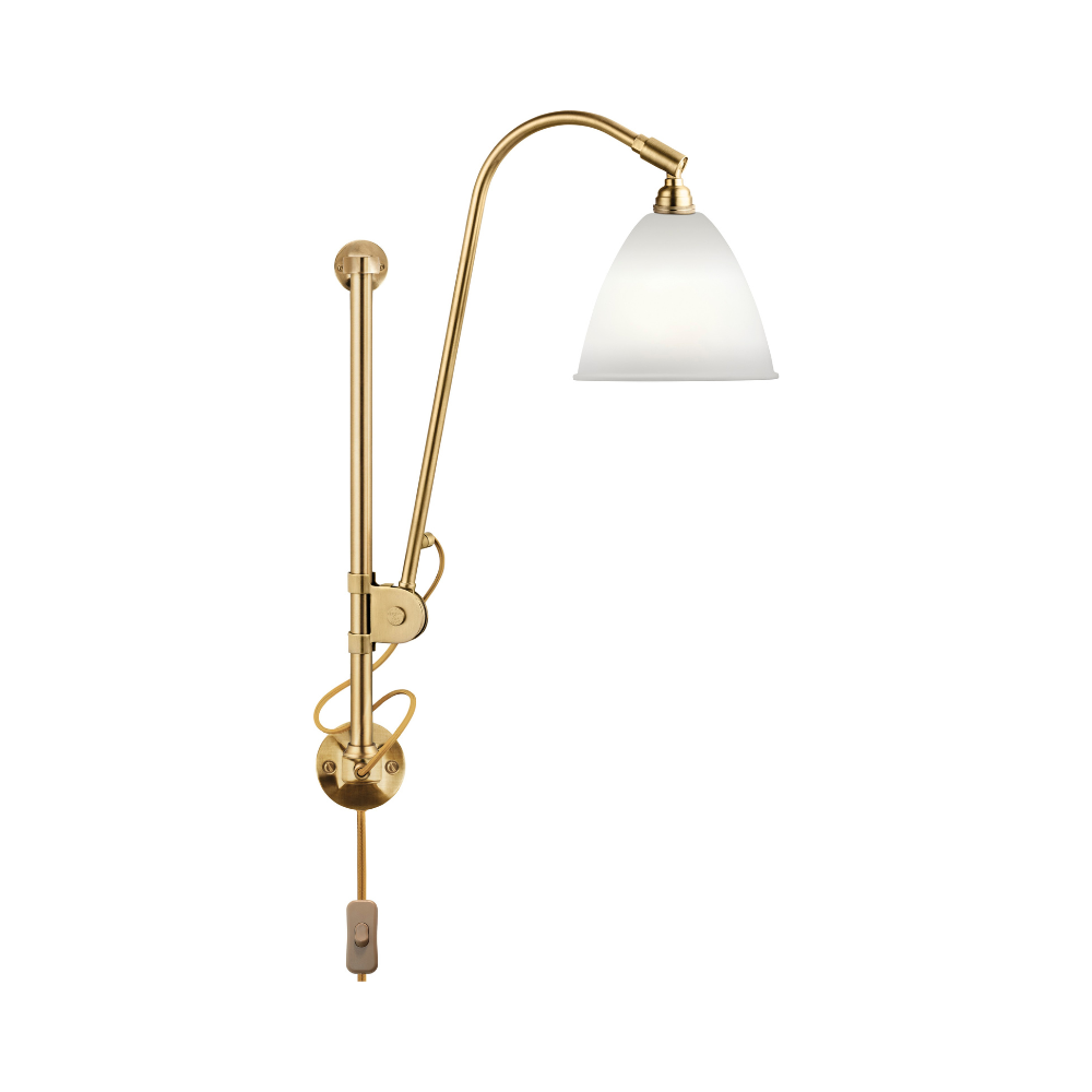 Nástenná lampa BESTLITE BL5 mosadz s porcelánovým tienidlom