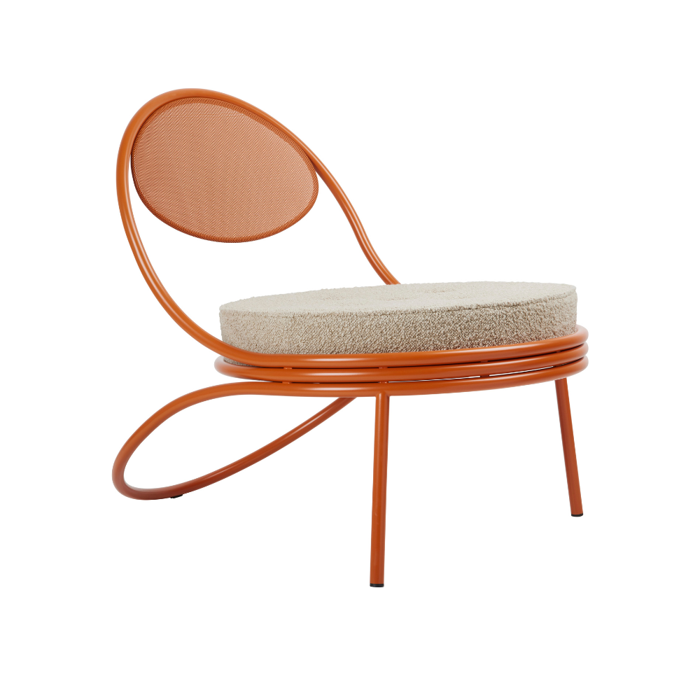 COPACABANA armchair upholstered with an orange base
