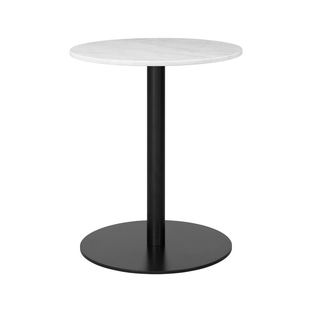 Kruhový stôl 1.0 biely mramor s čiernym podstavcom