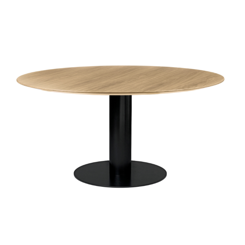 Round table 2.0 oak wood with black base