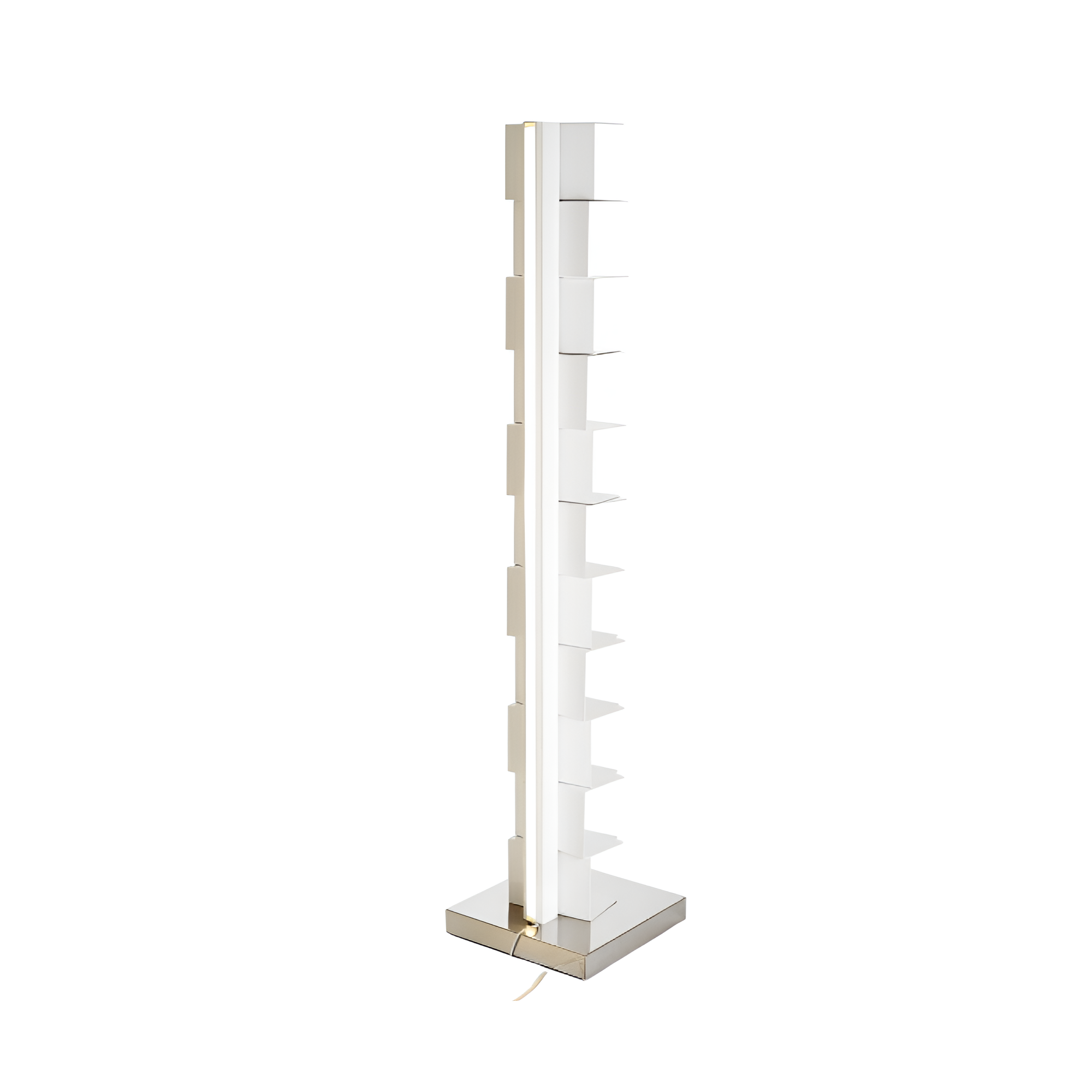 Illuminated shelf PTOLOMEO LUCE white with a steel base