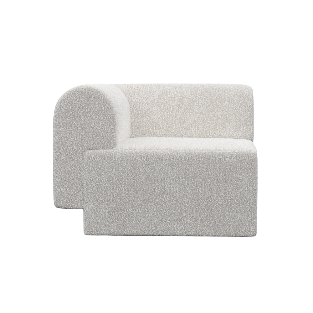 Modular Sofa TORI - Left-Side Module in White Boucle