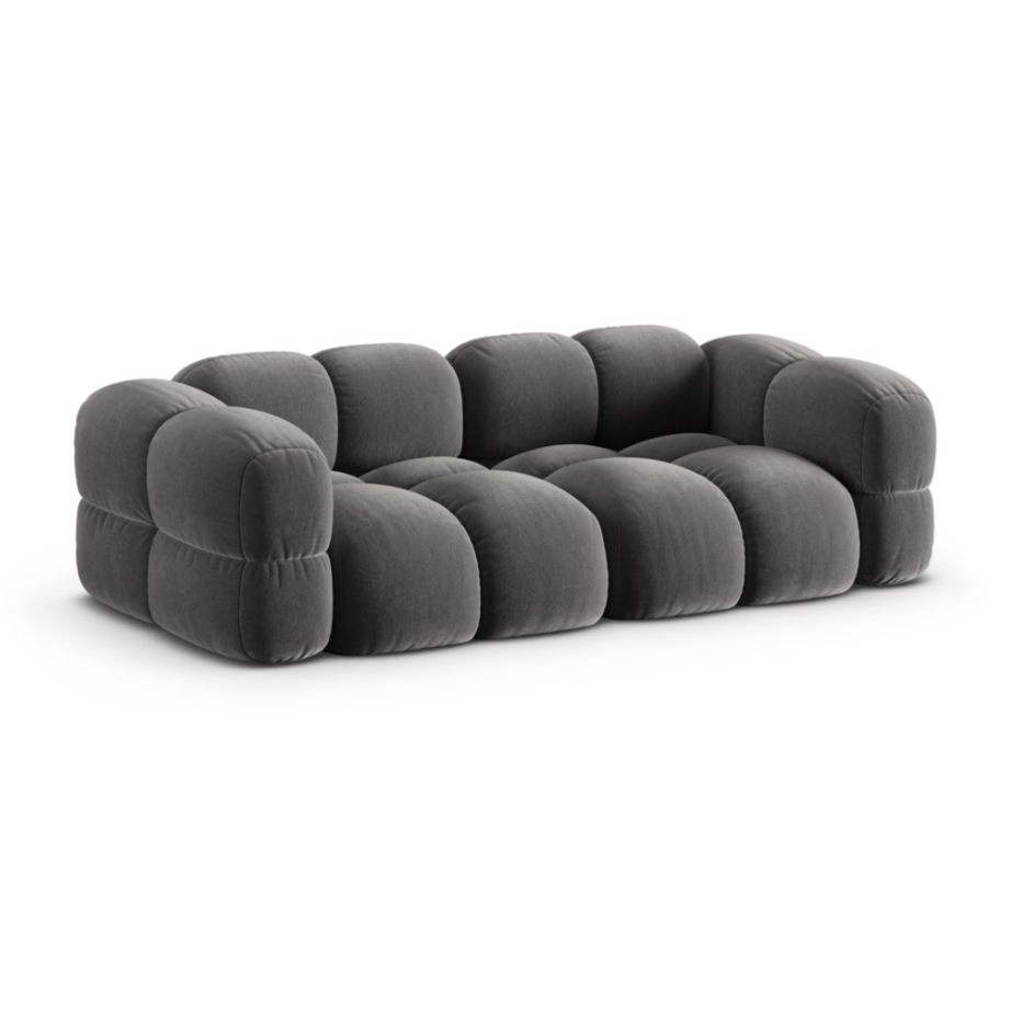 Sofa pre 4 osoby z jemného zamatového materiálu LORETTO šedá