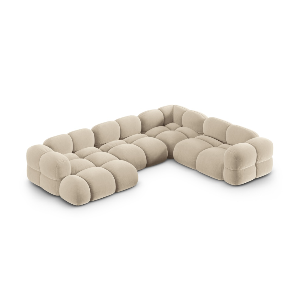 Right-facing U-shaped velvet corner sofa LORETTO beige