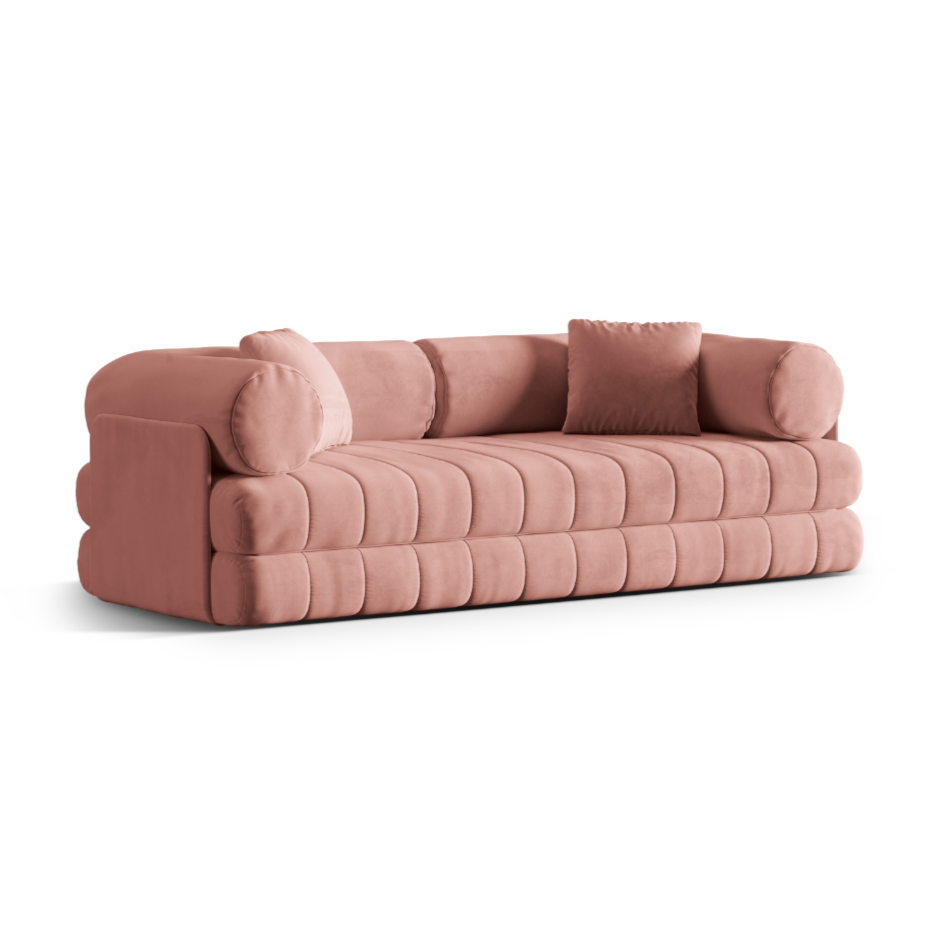 Velvet 3-Seater Sofa with Sleeping Function KEMI Pink