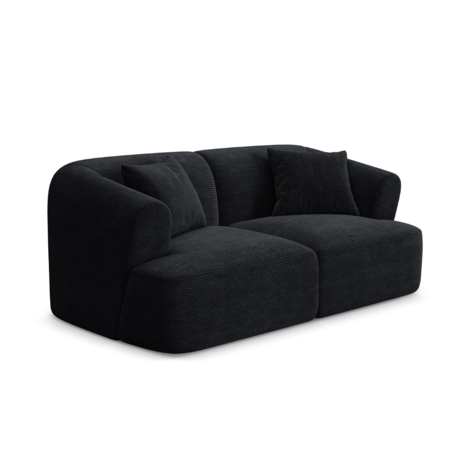 2-seater Sofa CAMPI black corduroy