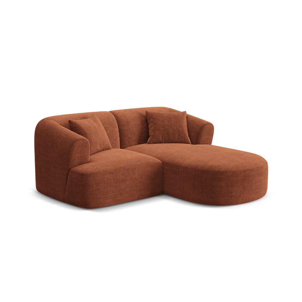 Right-facing 3-seater sofa CAMPI brick corduroy