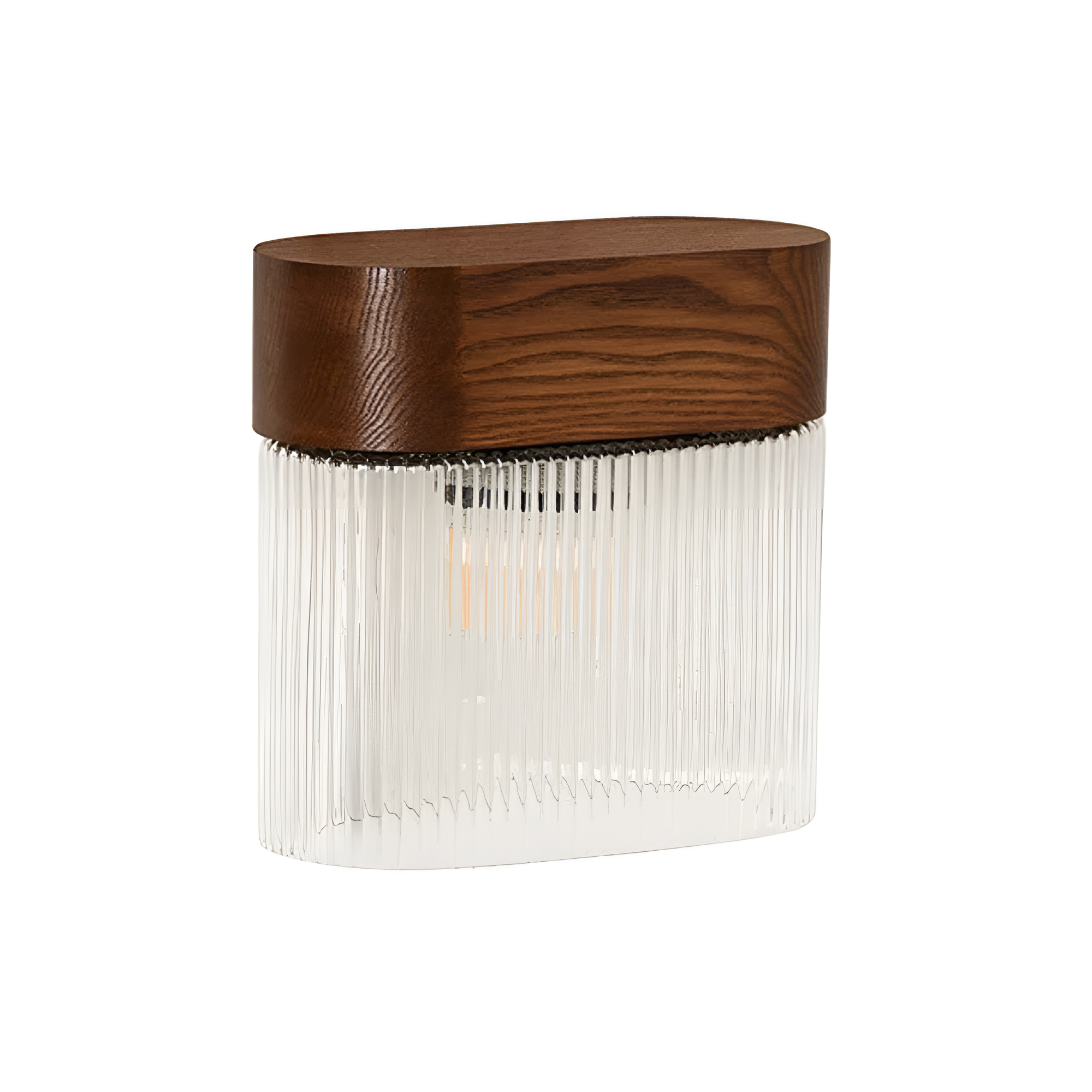 FLUMINA wall lamp with ribbed glass and ash wood