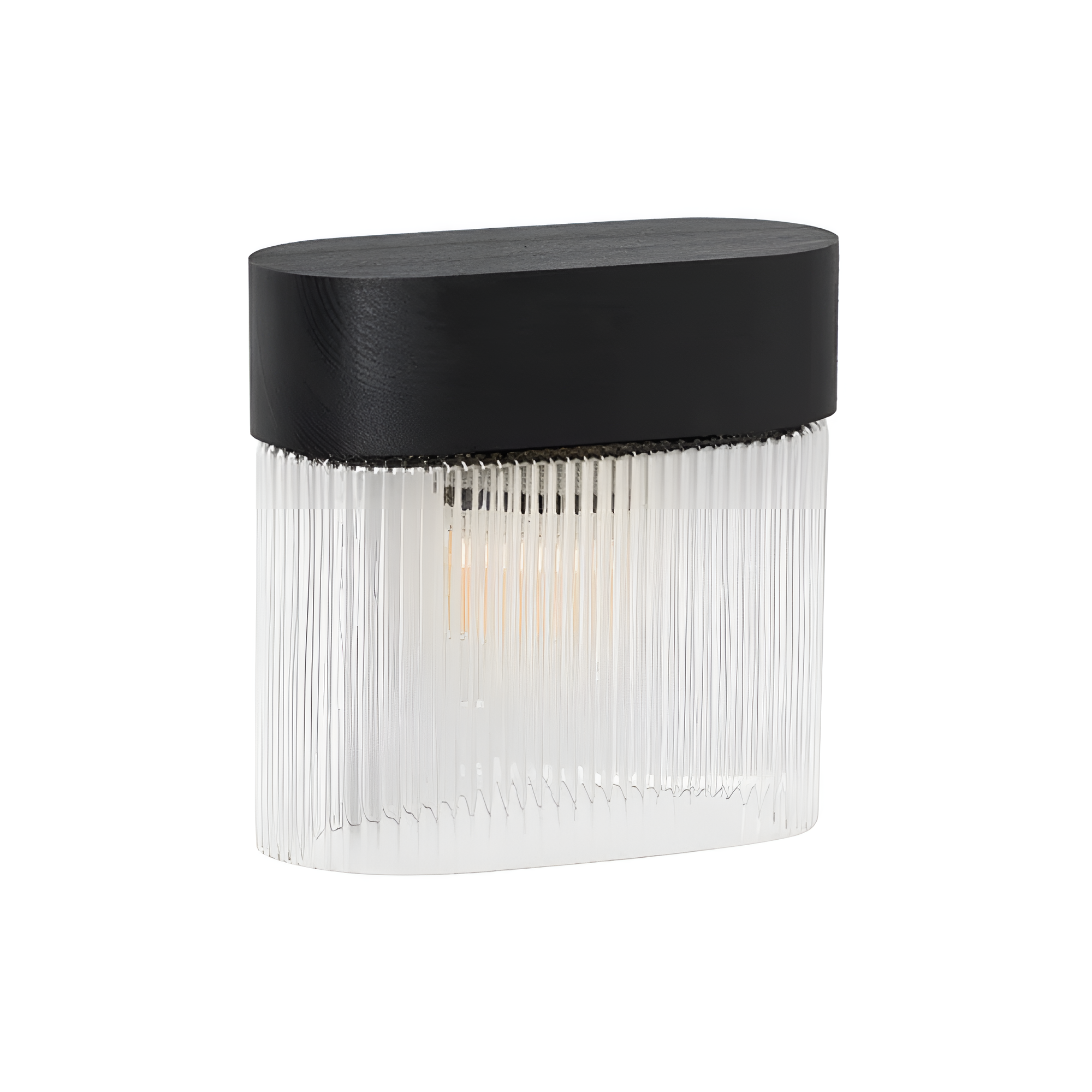FLUMINA wall lamp with ribbed glass and black ash wood