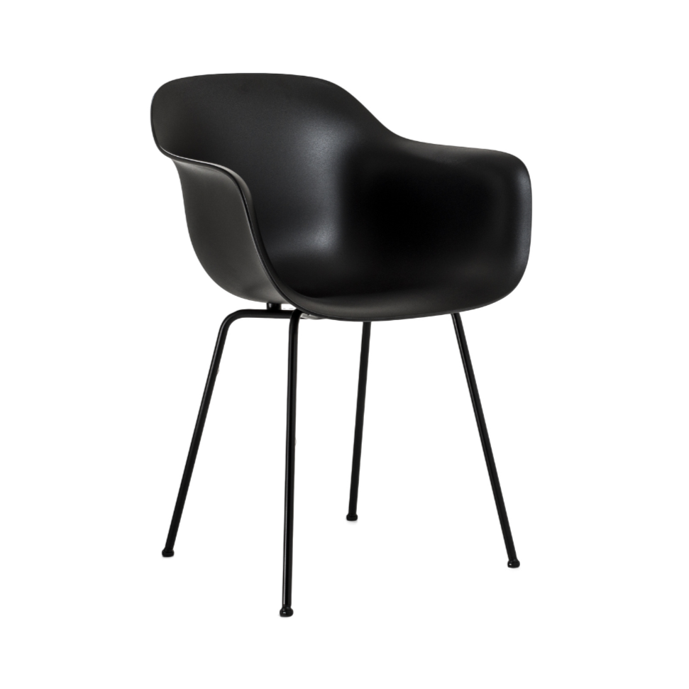 SUBSTANCE armchair in black with a metal base