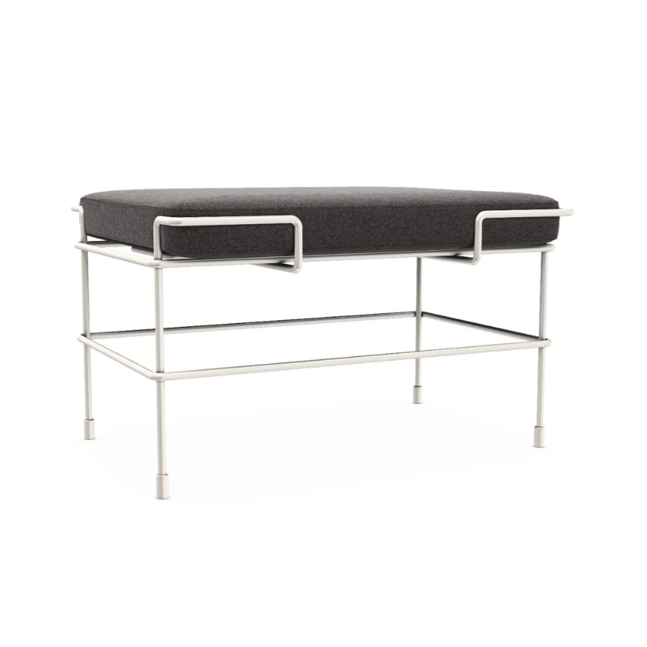 Puf TRAFFIC čalúnený s bielym oceľovým podstavcom