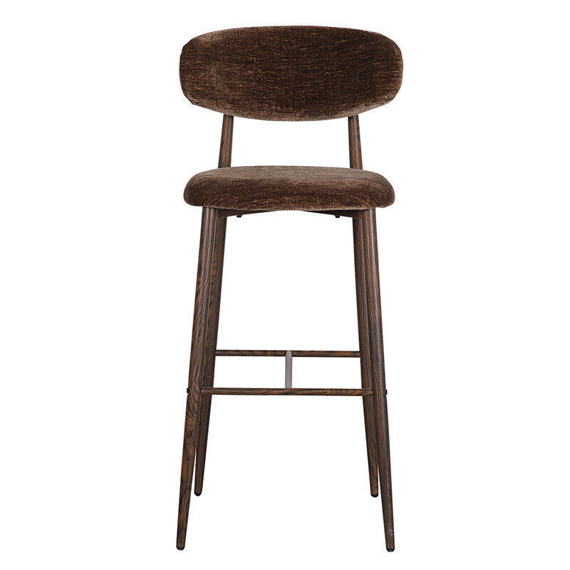 JAPANDI Brown Stool with Dark Wooden Base