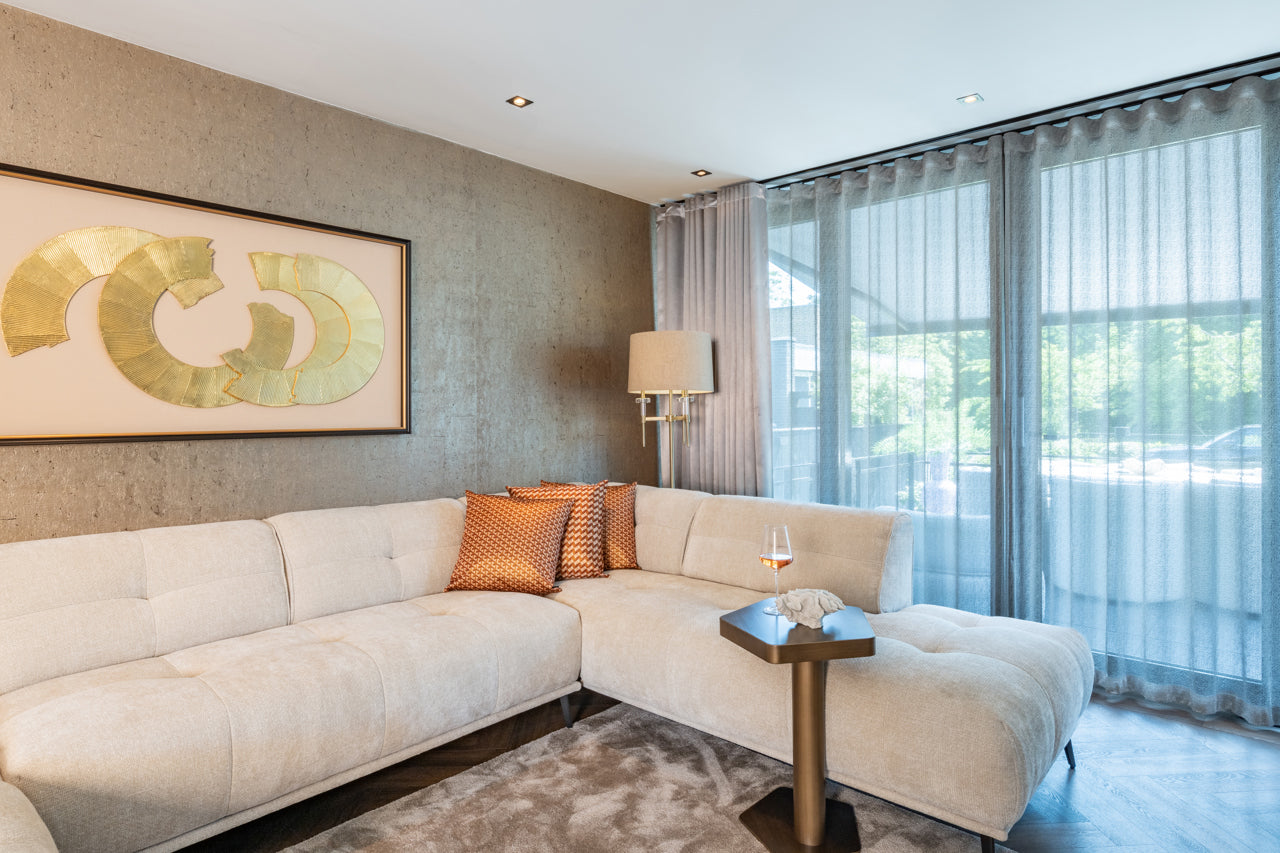 Floor lamp JOSIE beige shade with a golden base