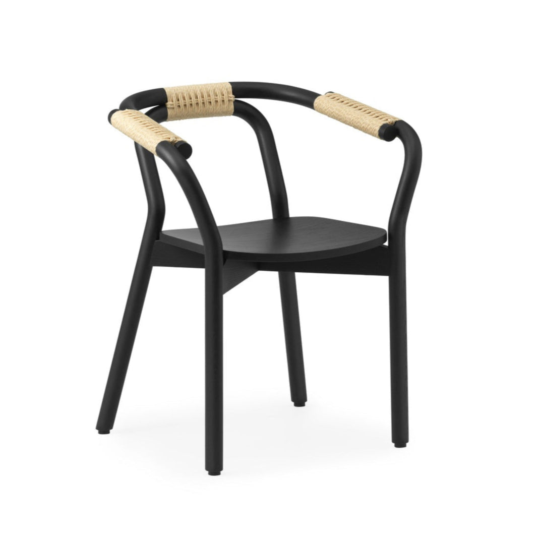 Stolička KNOT čierna s prírodným povrázkom