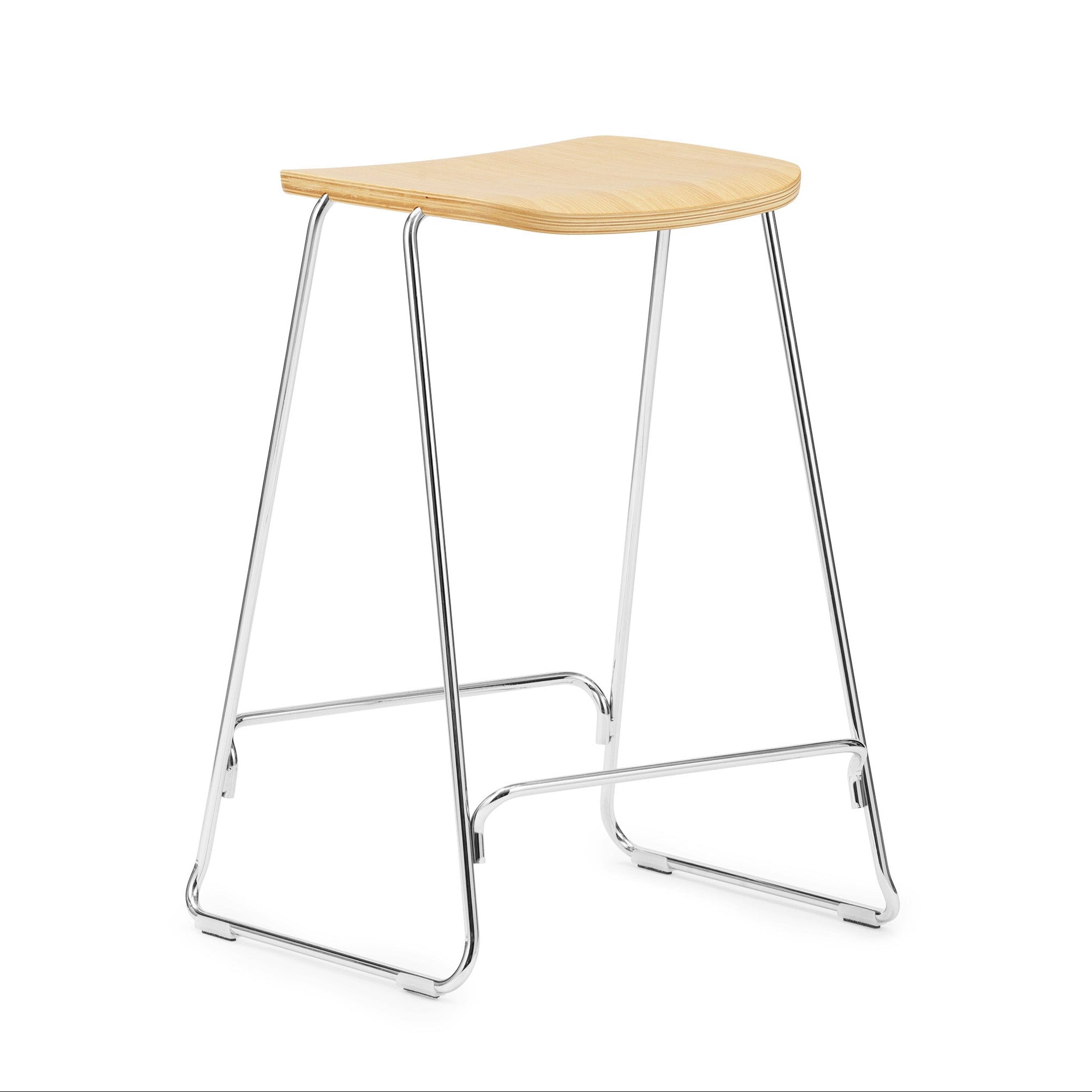 Barová stolička JUST prírodný dub s chrómovým podstavcom