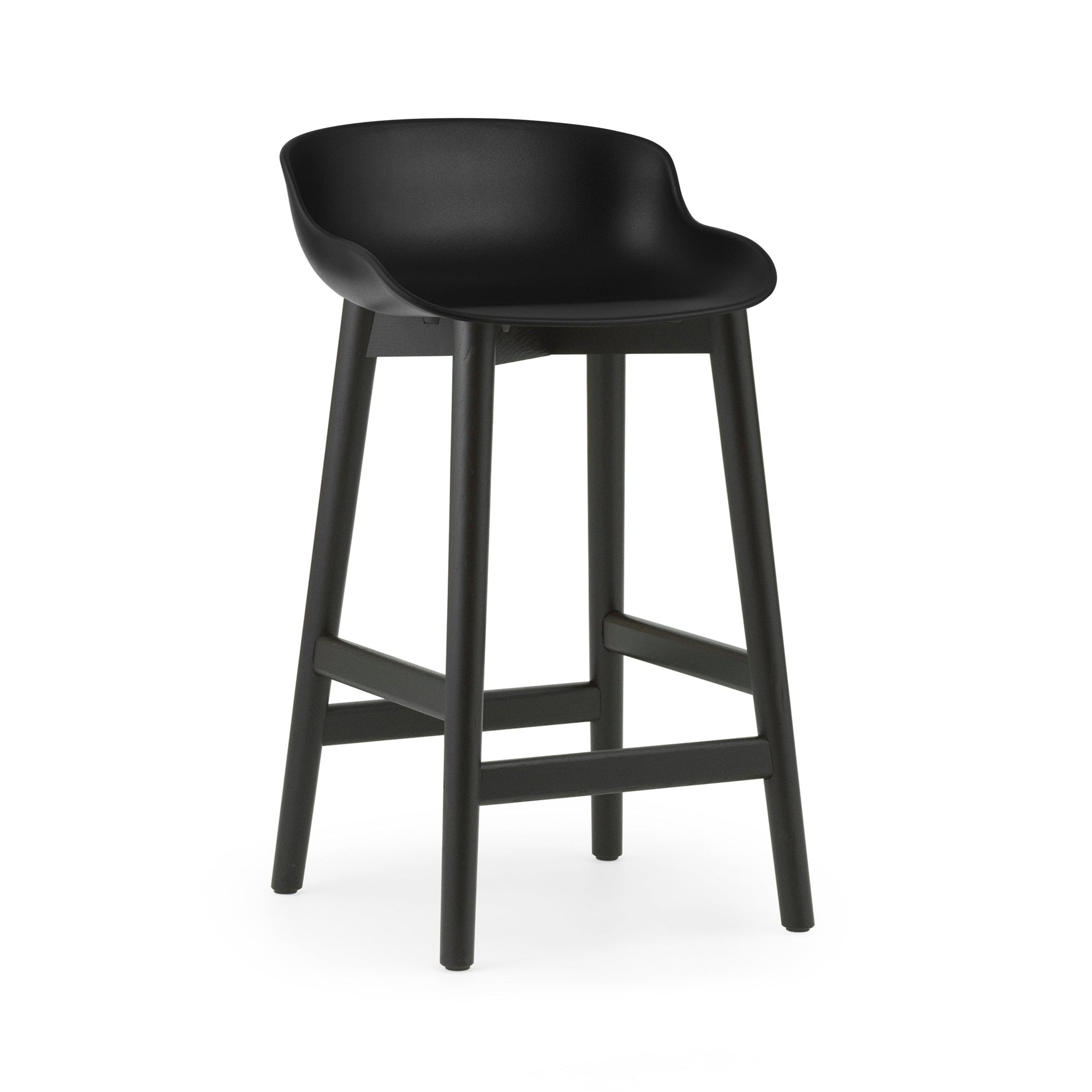 Barová stolička HYG čierna s čiernym dubovým podstavcom