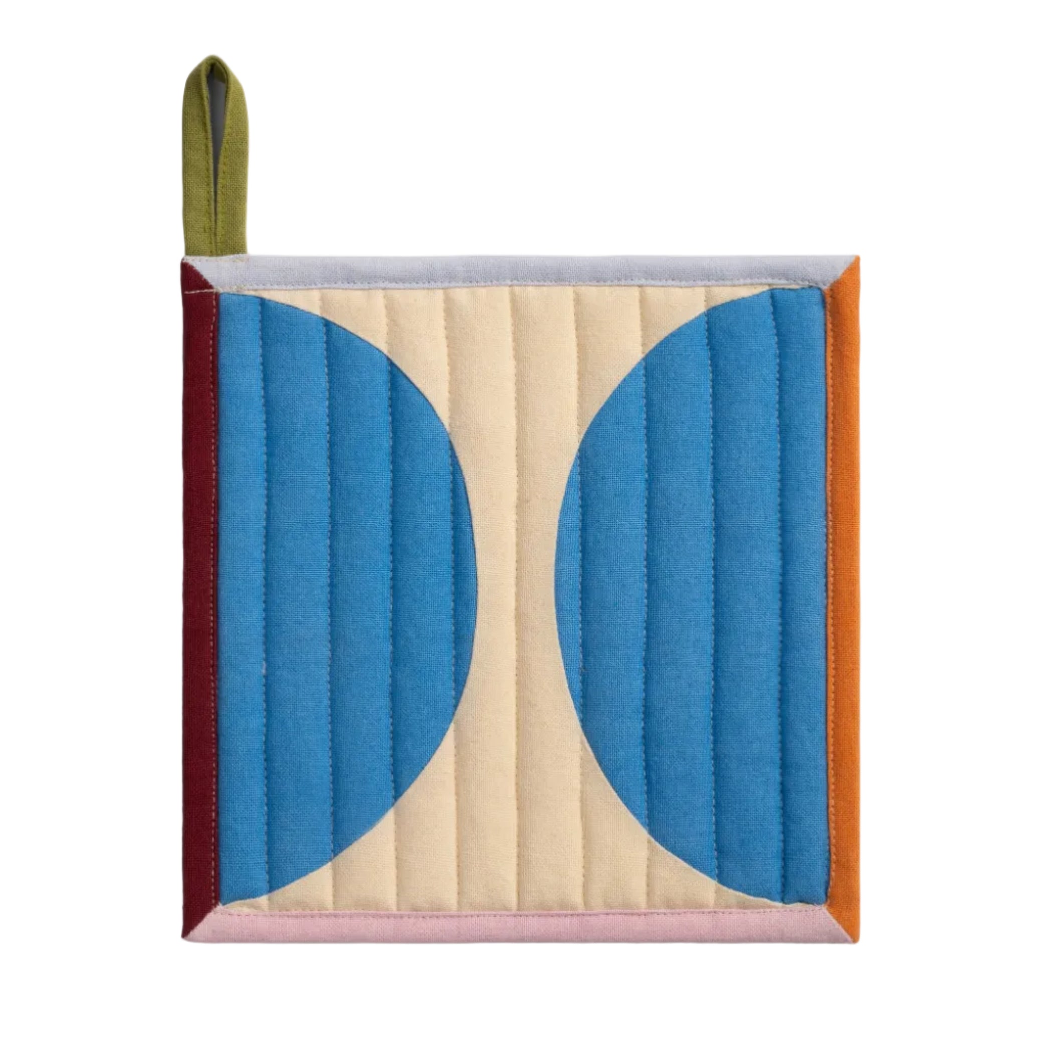 STITCH ARC kitchen mitt blue with beige and green