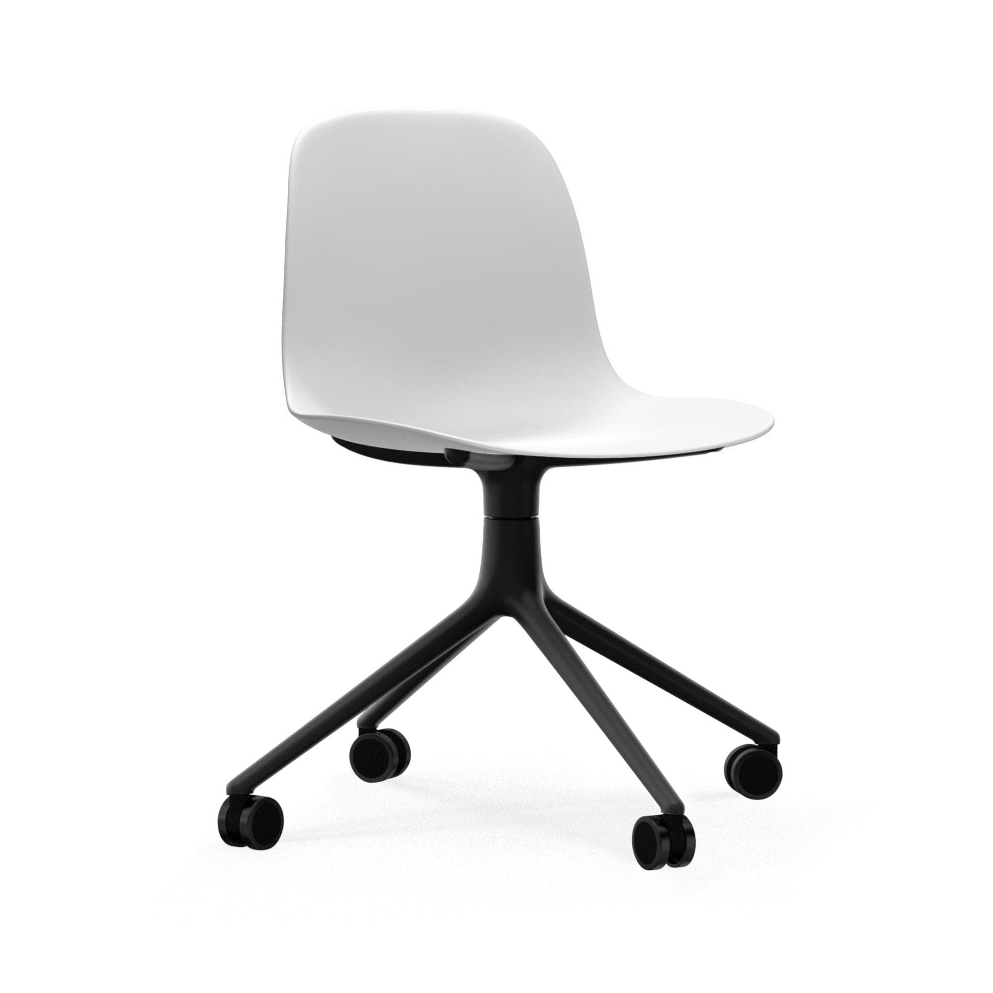 4W white office chair with a black base on wheels