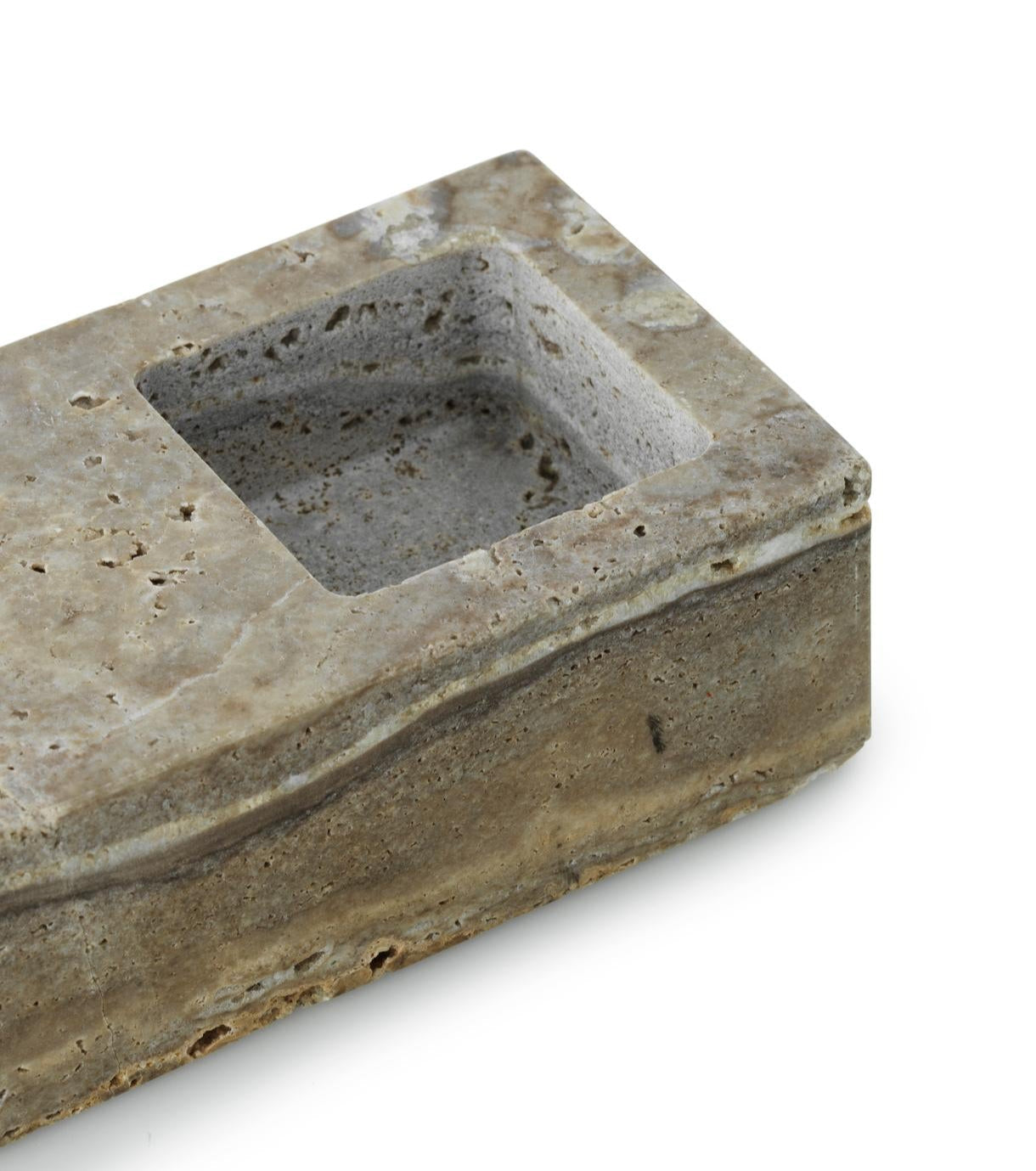 EVEN silver-brown travertine candle holder