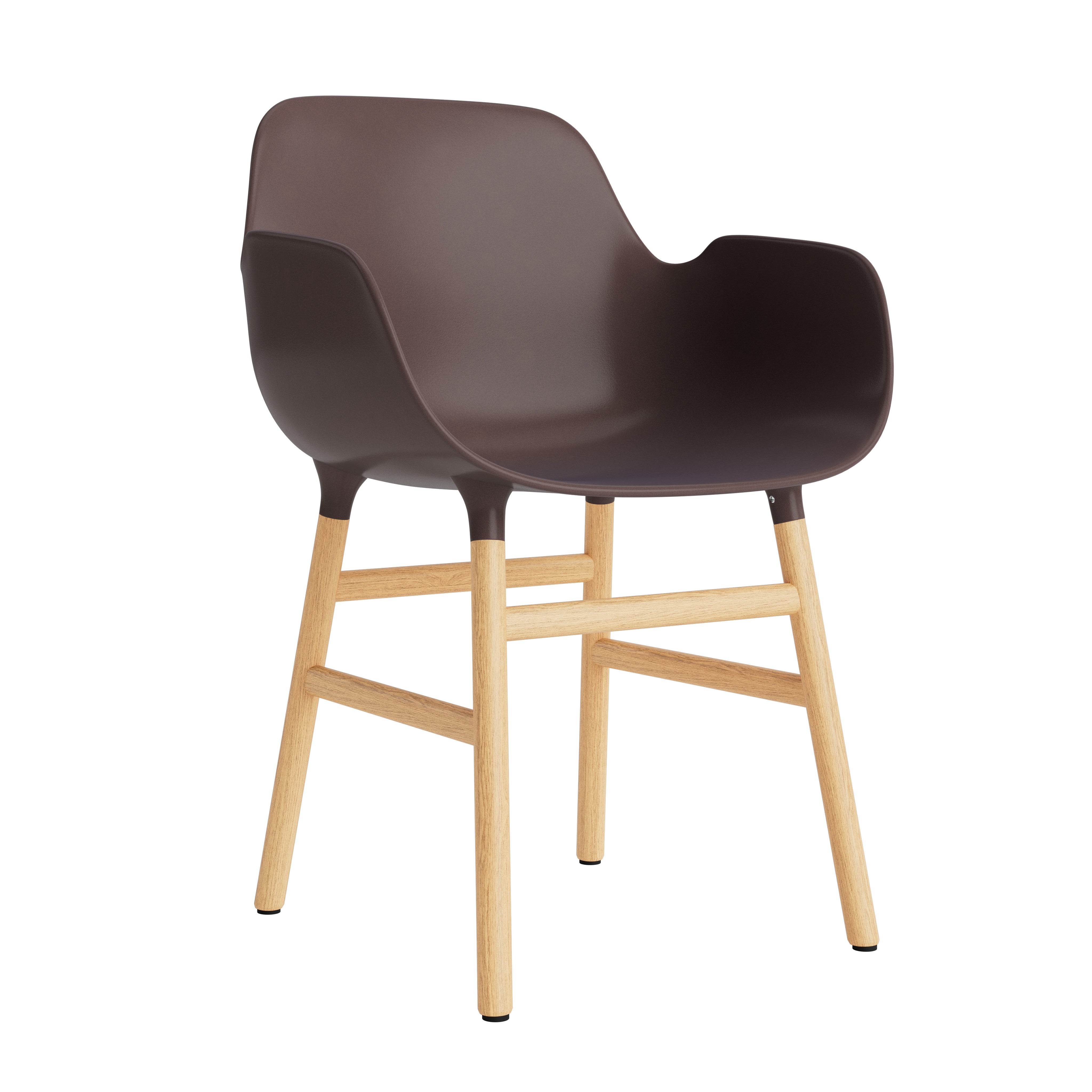 Chair with armrests brown forms with an oak base