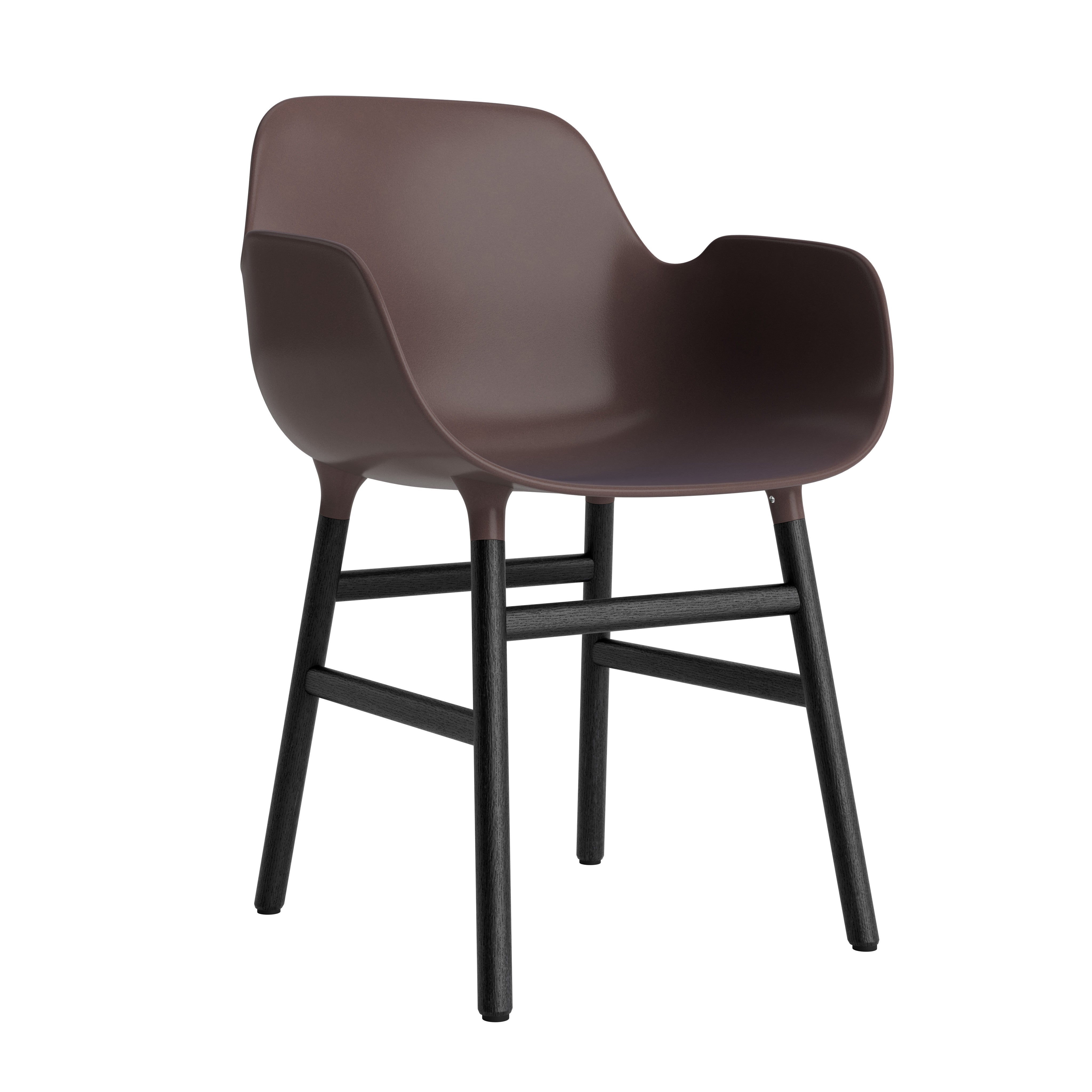Chair with armrests brown forms with a black oak base