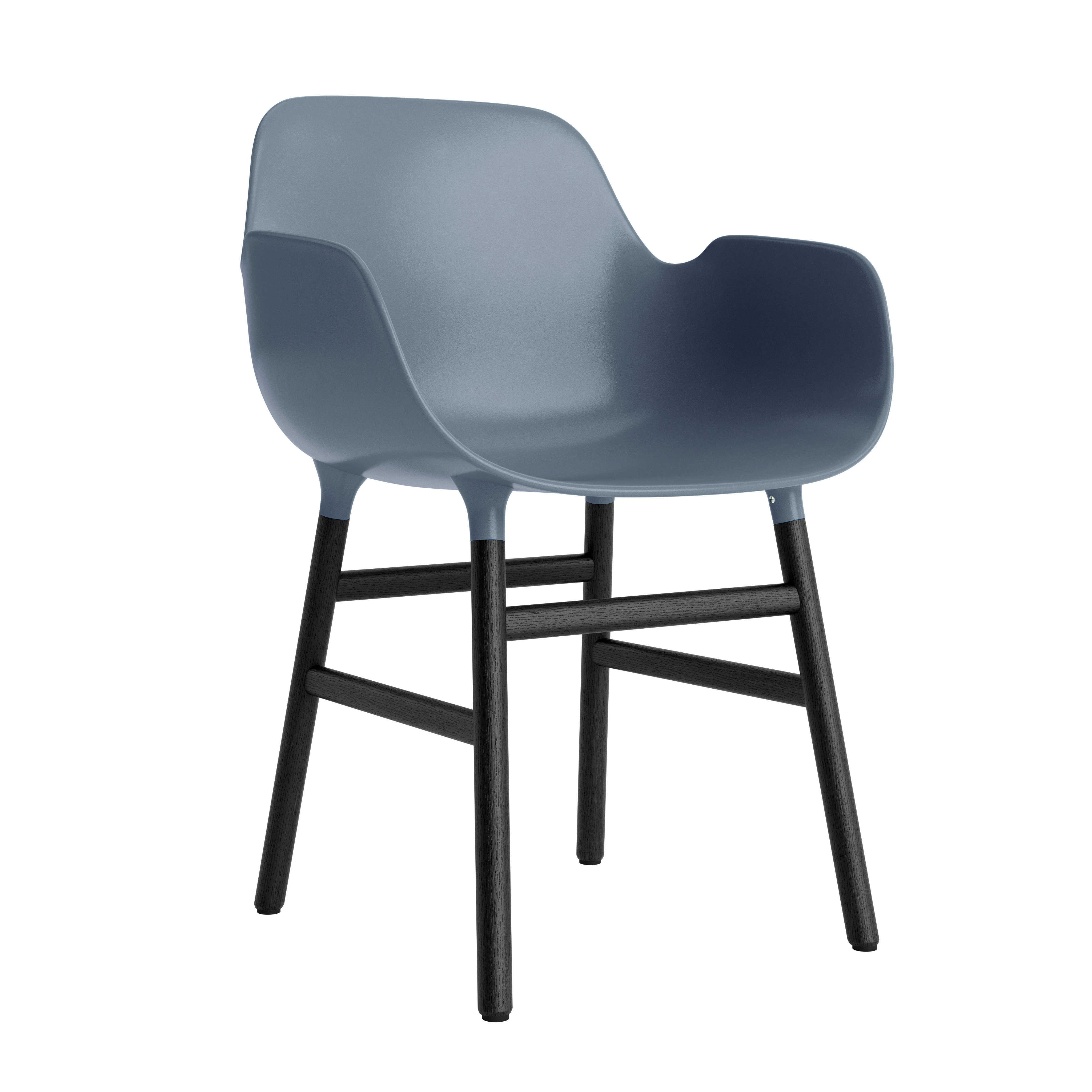 Chair with armrests of blue sea forms with a black oak base