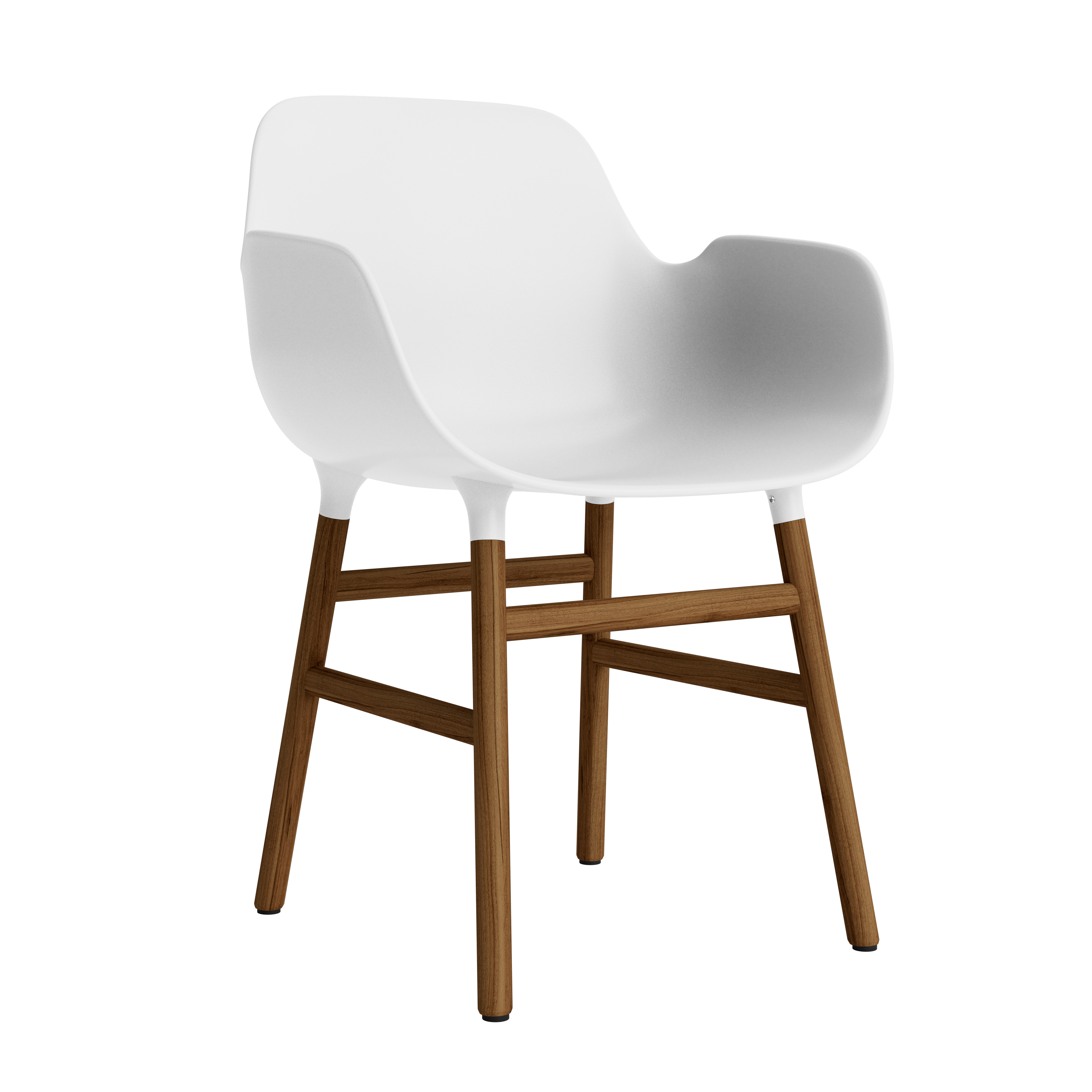 Kreslo s podrúčkami FORM biele s orechovým podstavcom