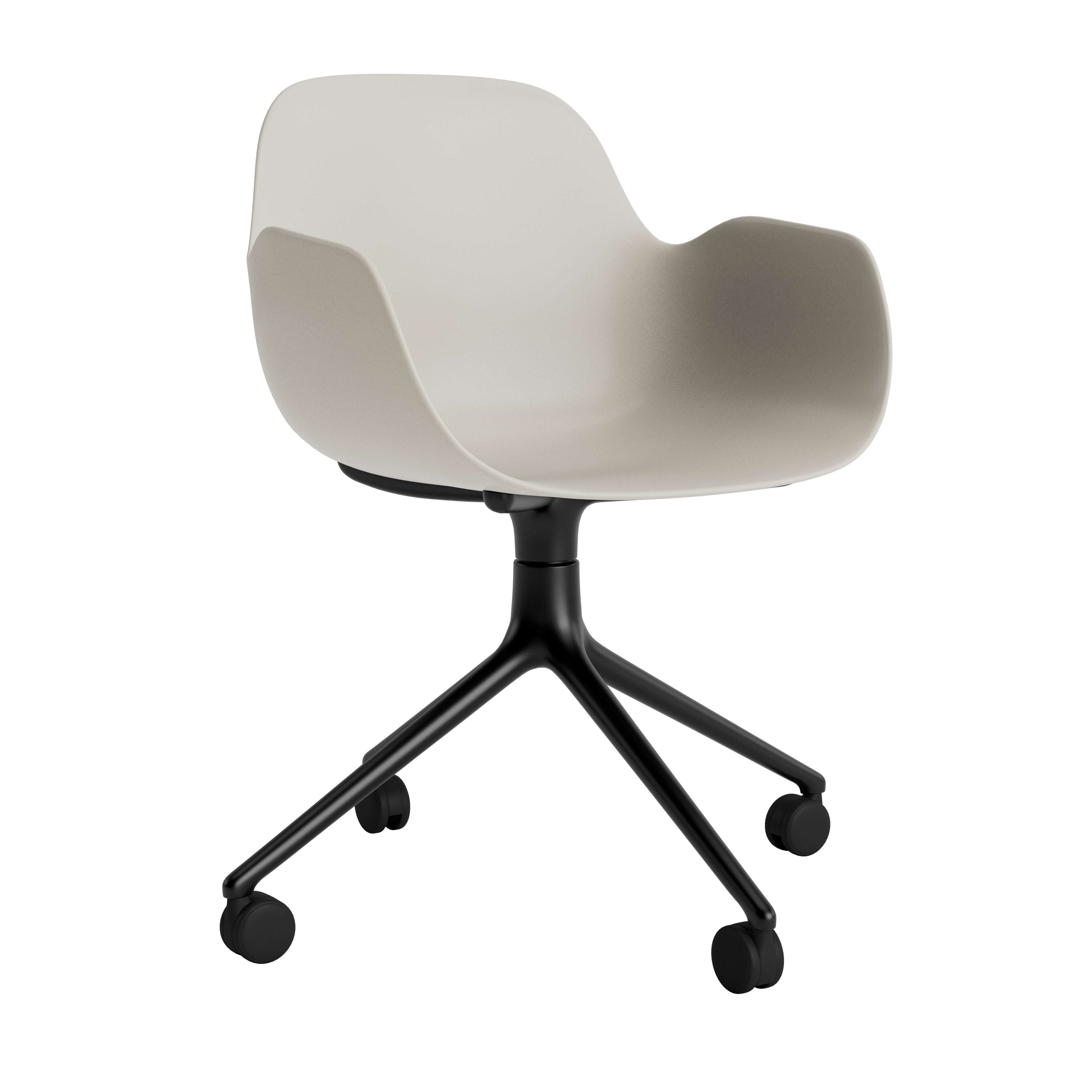 Office chair with armrests 4W light gray with black base