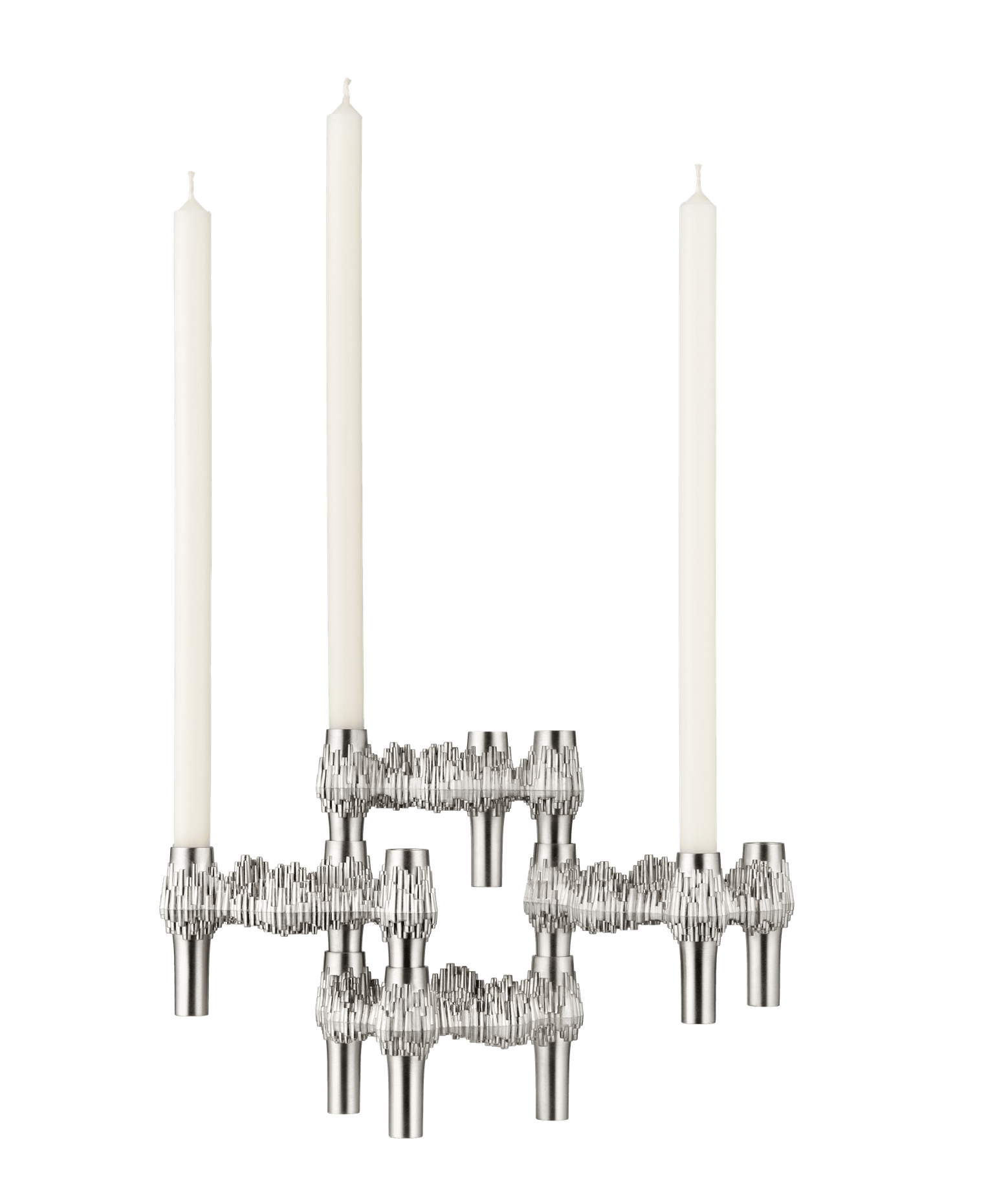 QUIST Brushed Chrome Candle Holder Set