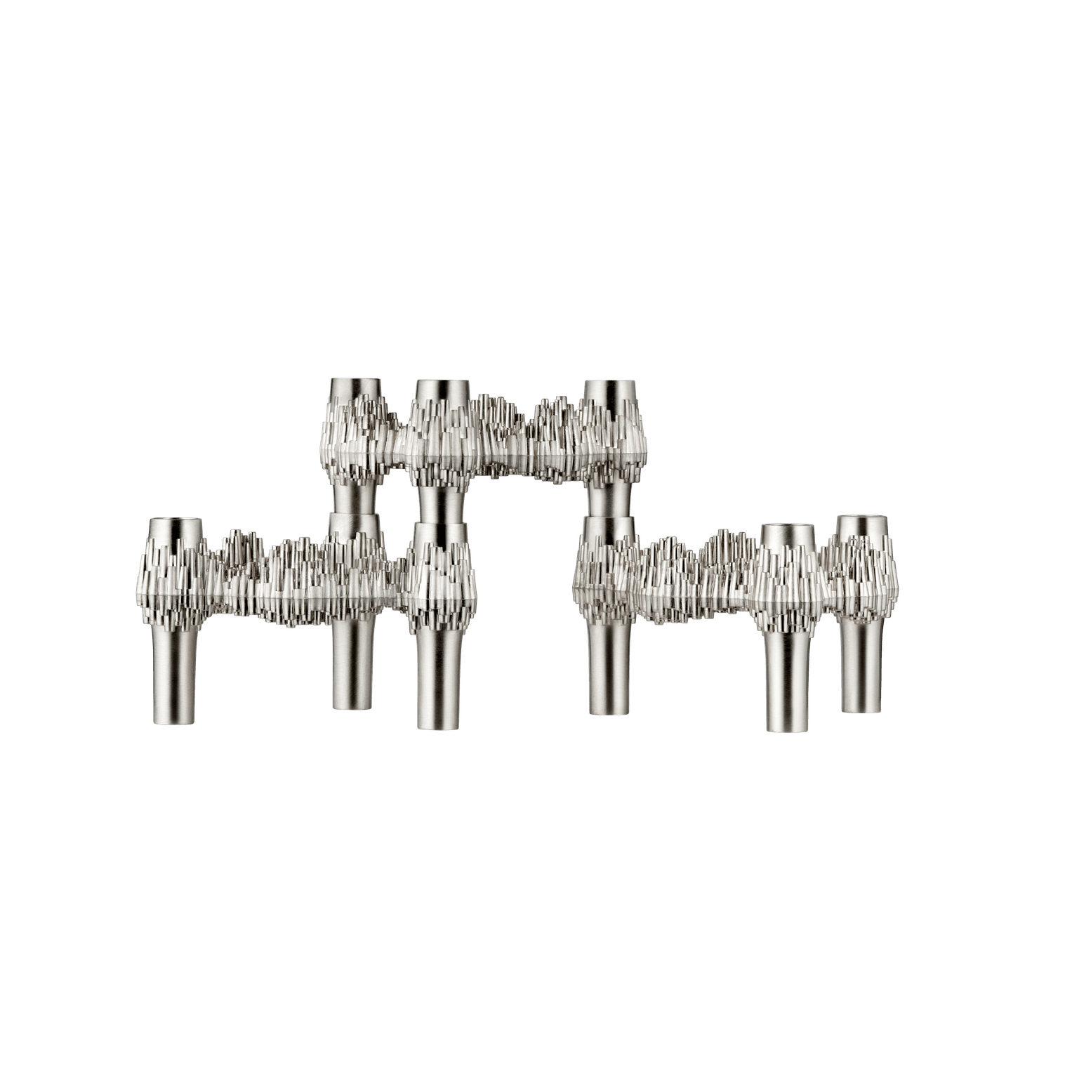 QUIST Brushed Chrome Candle Holder Set