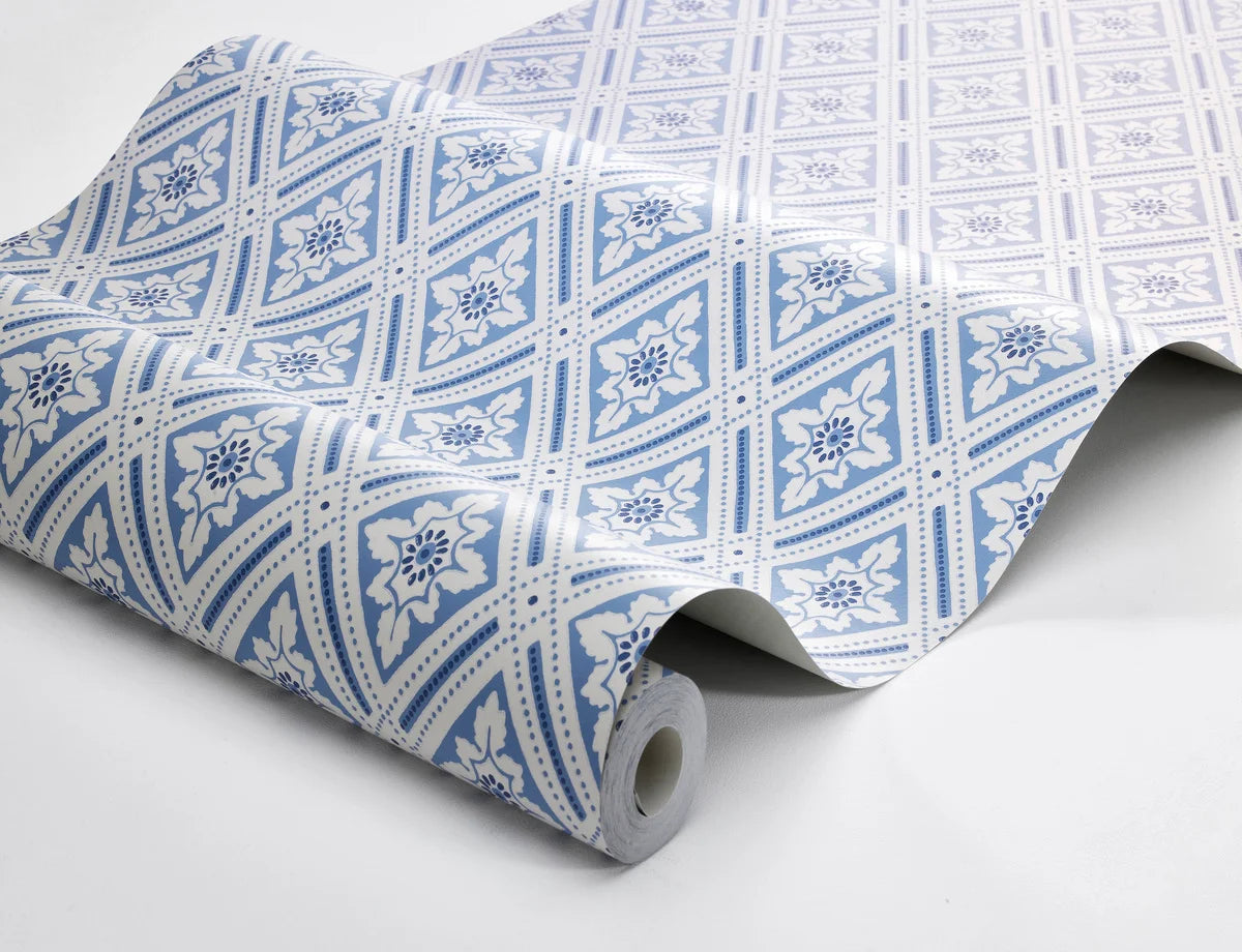 Papierová flizelínová tapeta s geometrickým vzorom ESTER modrá