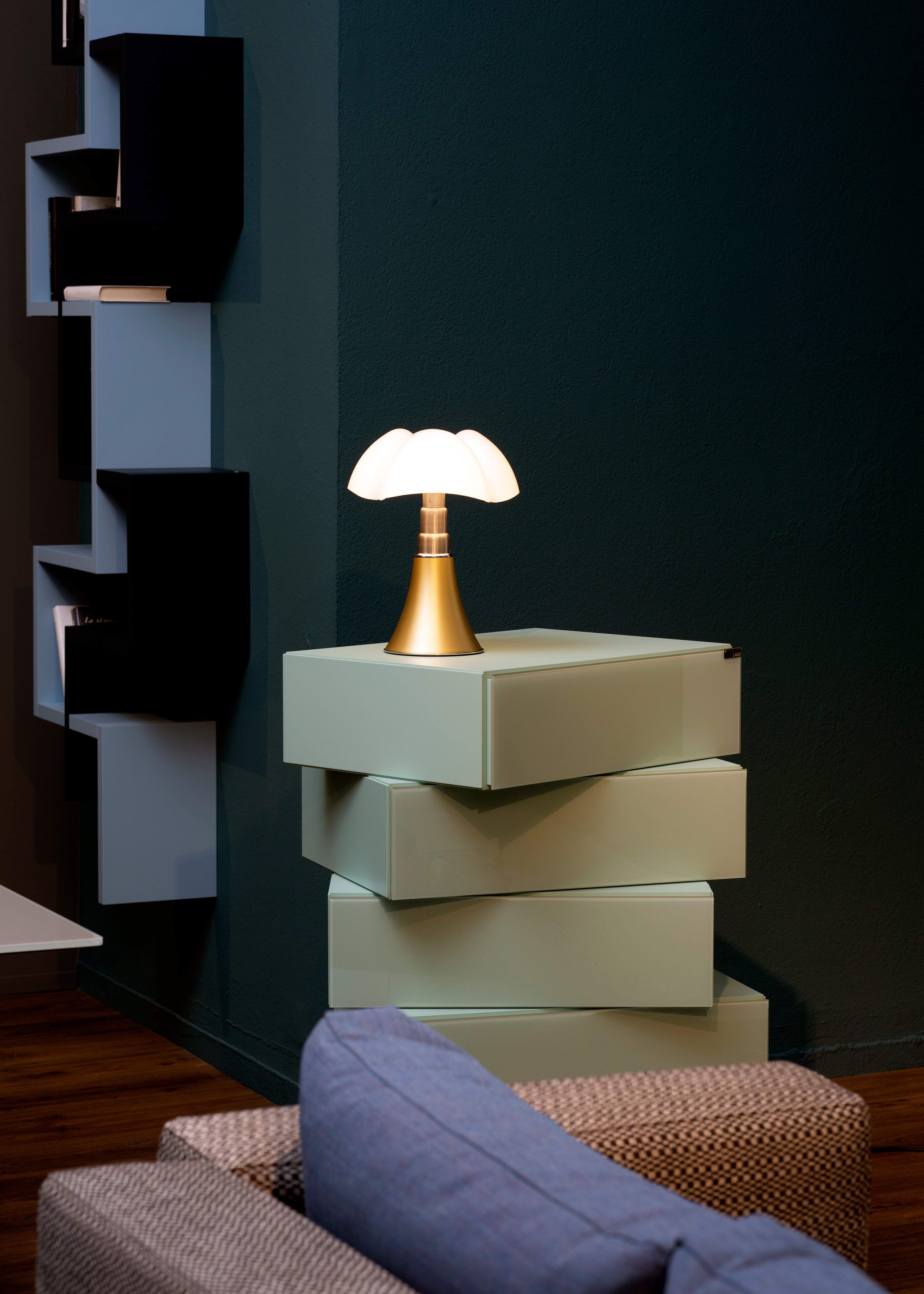 MINIPIPISTRELLO Table Lamp with Opal Shade and Brass Base