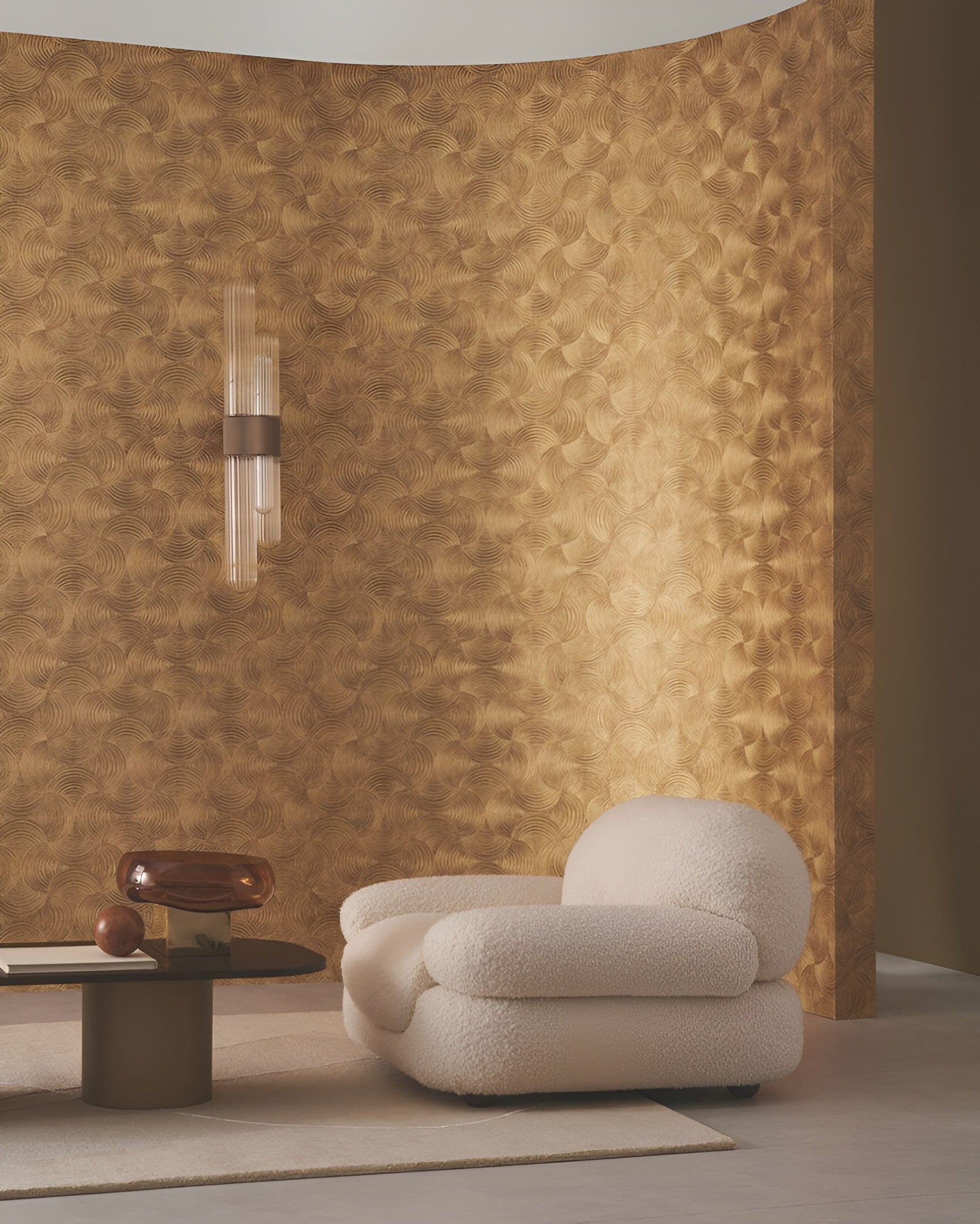 Štruktúrovaná metalická tapeta s abstraktným vzorom APHELIE - ARGENT teplá strieborná