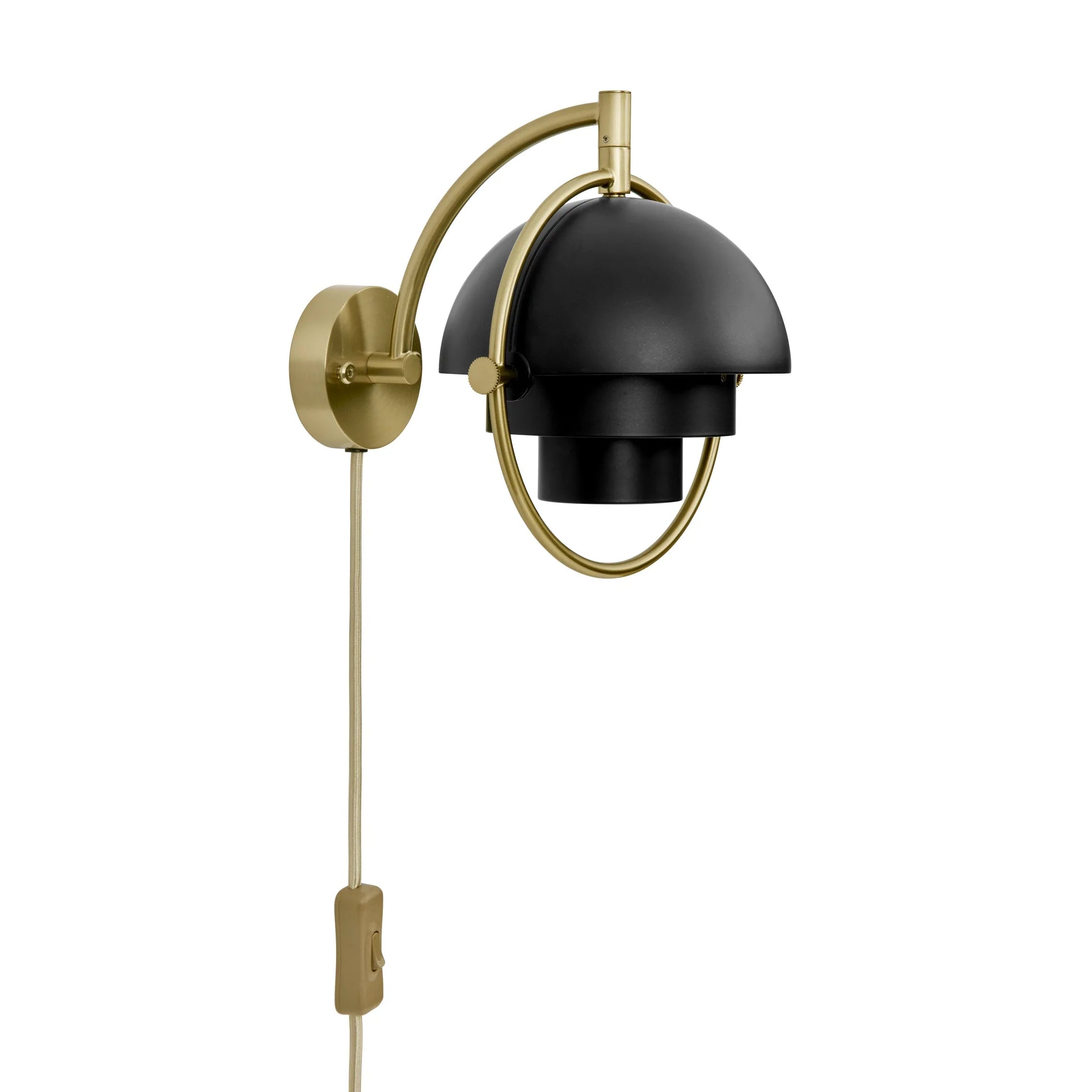 Nástenná lampa MULTI-LITE čierna s mosadzným podstavcom