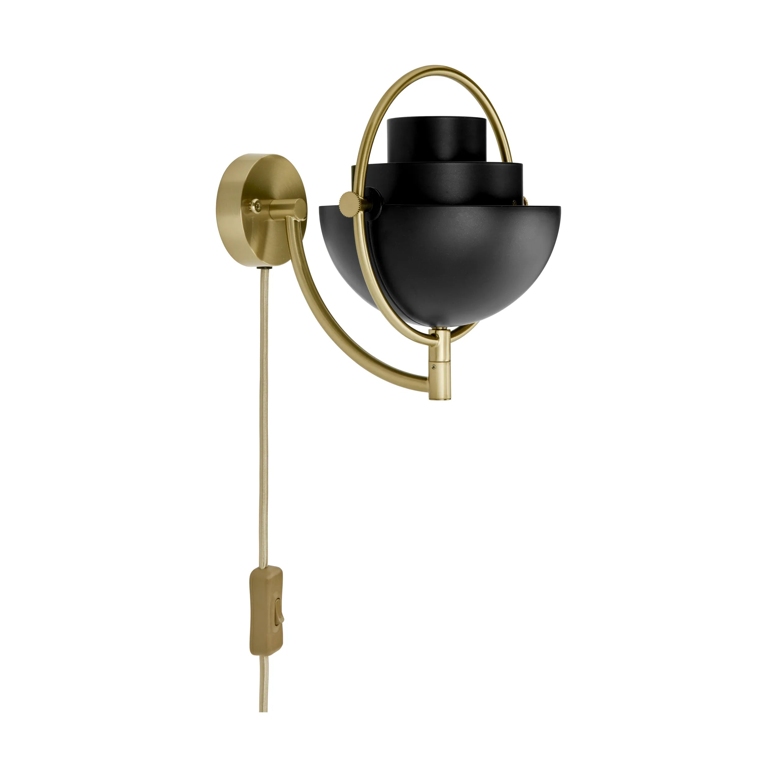 Nástenná lampa MULTI-LITE čierna s mosadzným podstavcom