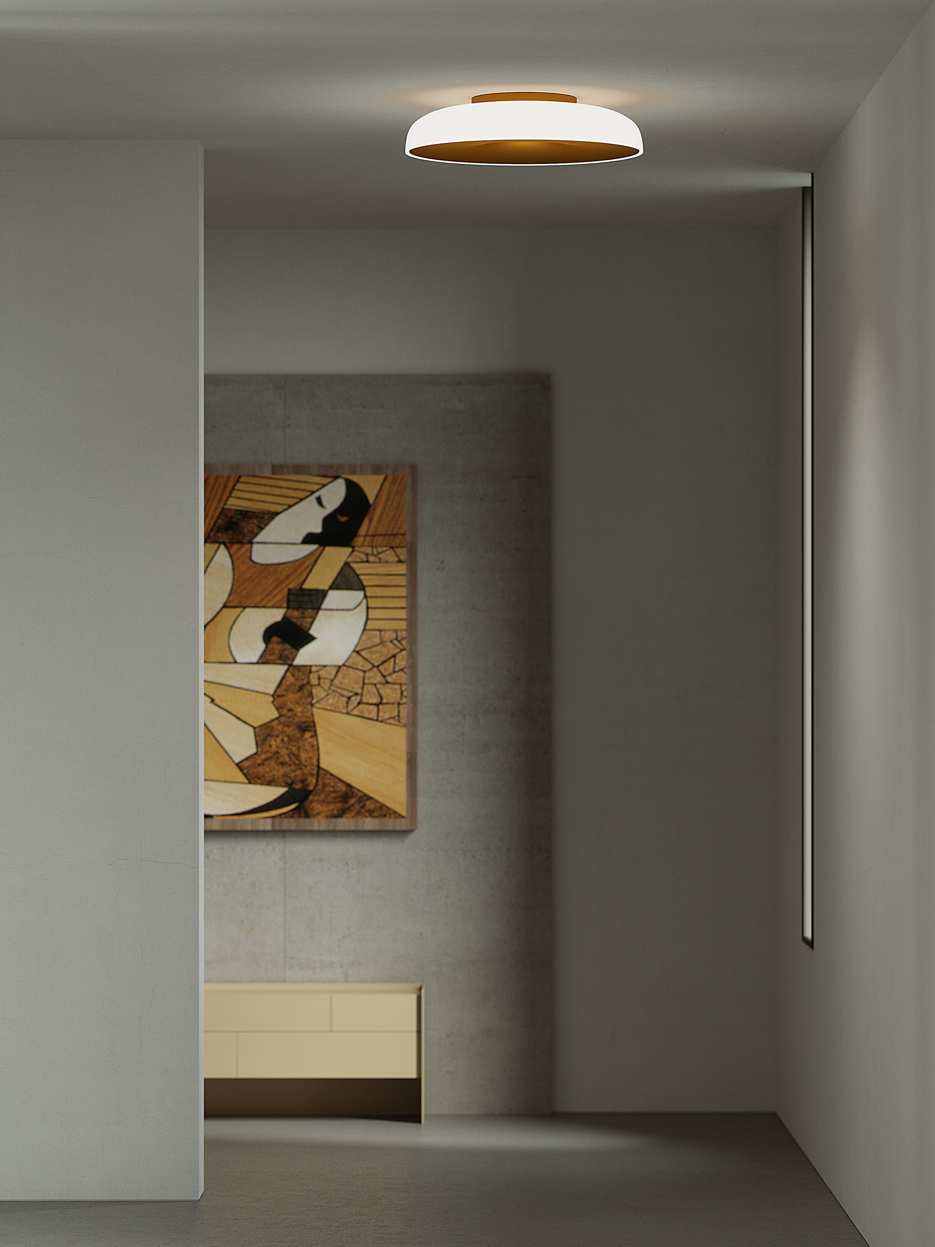 Stropná lampa CHET-B matná hnedá s bielou.