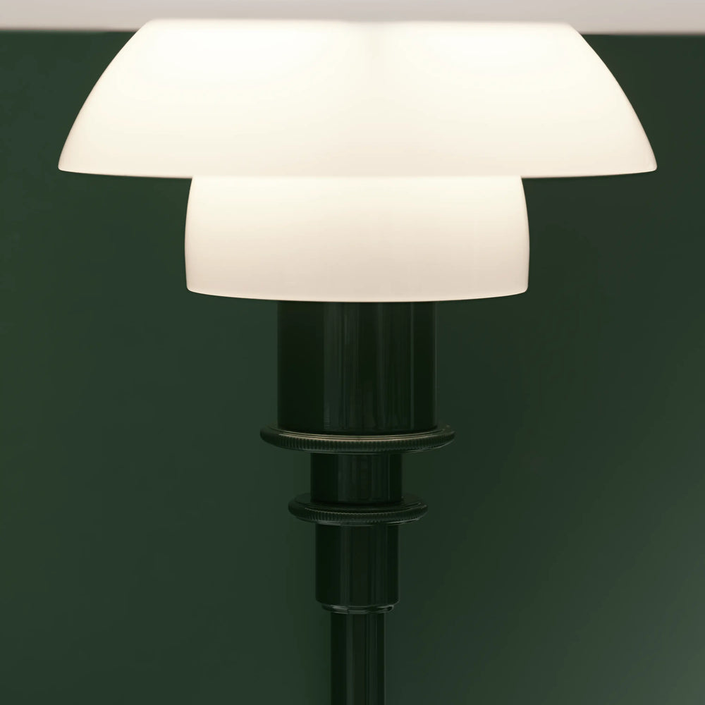 Stolná lampa PH 2/1 biela s tmavozeleným podstavcom
