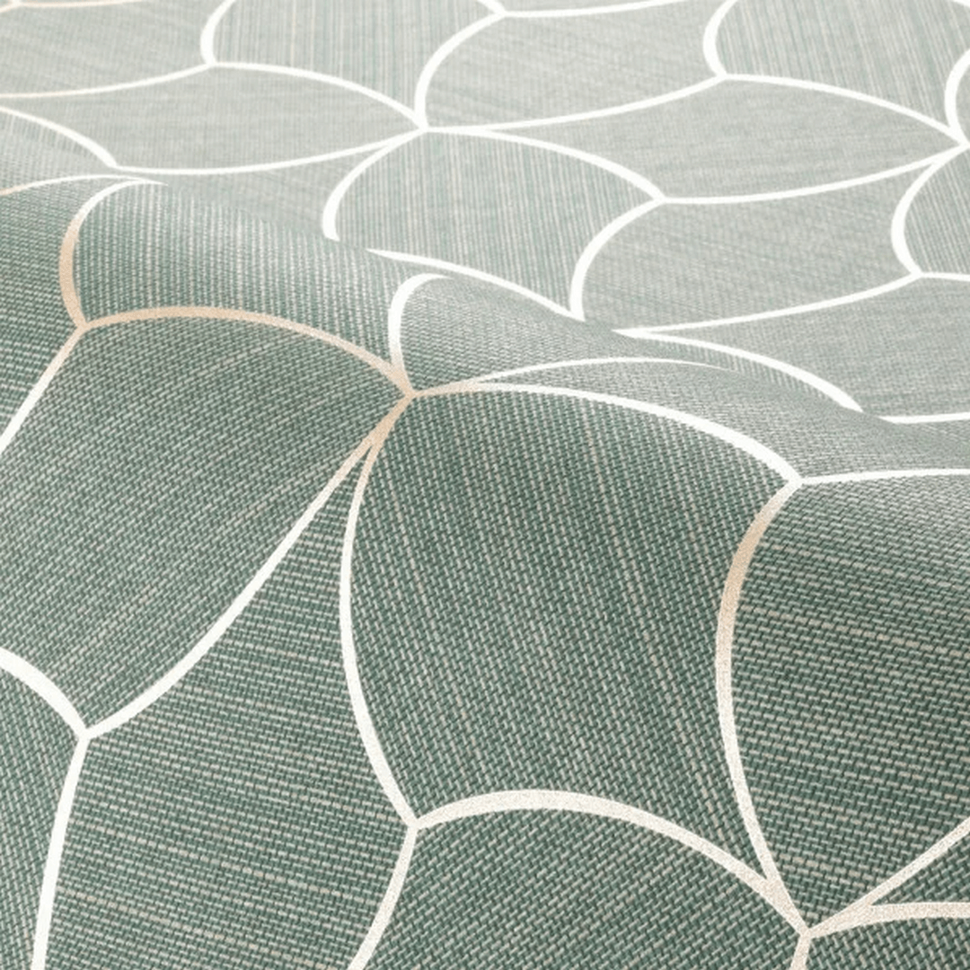 Textured wallpaper mimicking a woven design with a metallic effect TRESSANA - CÉLADON/DORÉ green