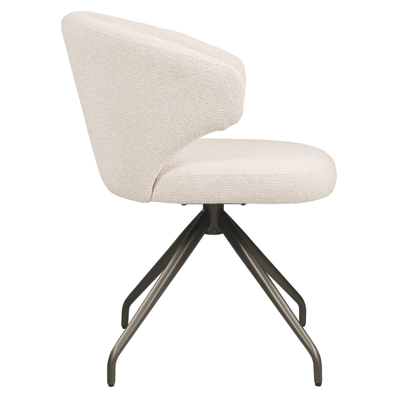 MILLY Cream Swivel Chair with Black Base