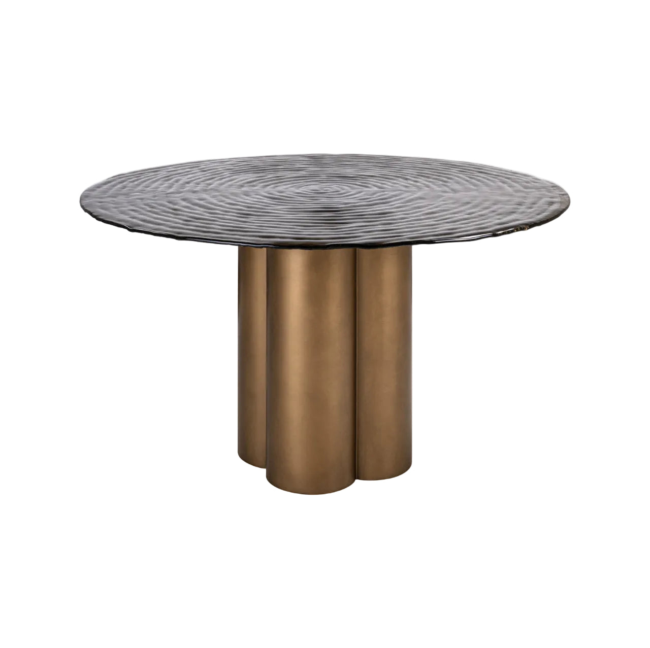 Round Table GLASTONBURRY with Glass Top and Brown Base