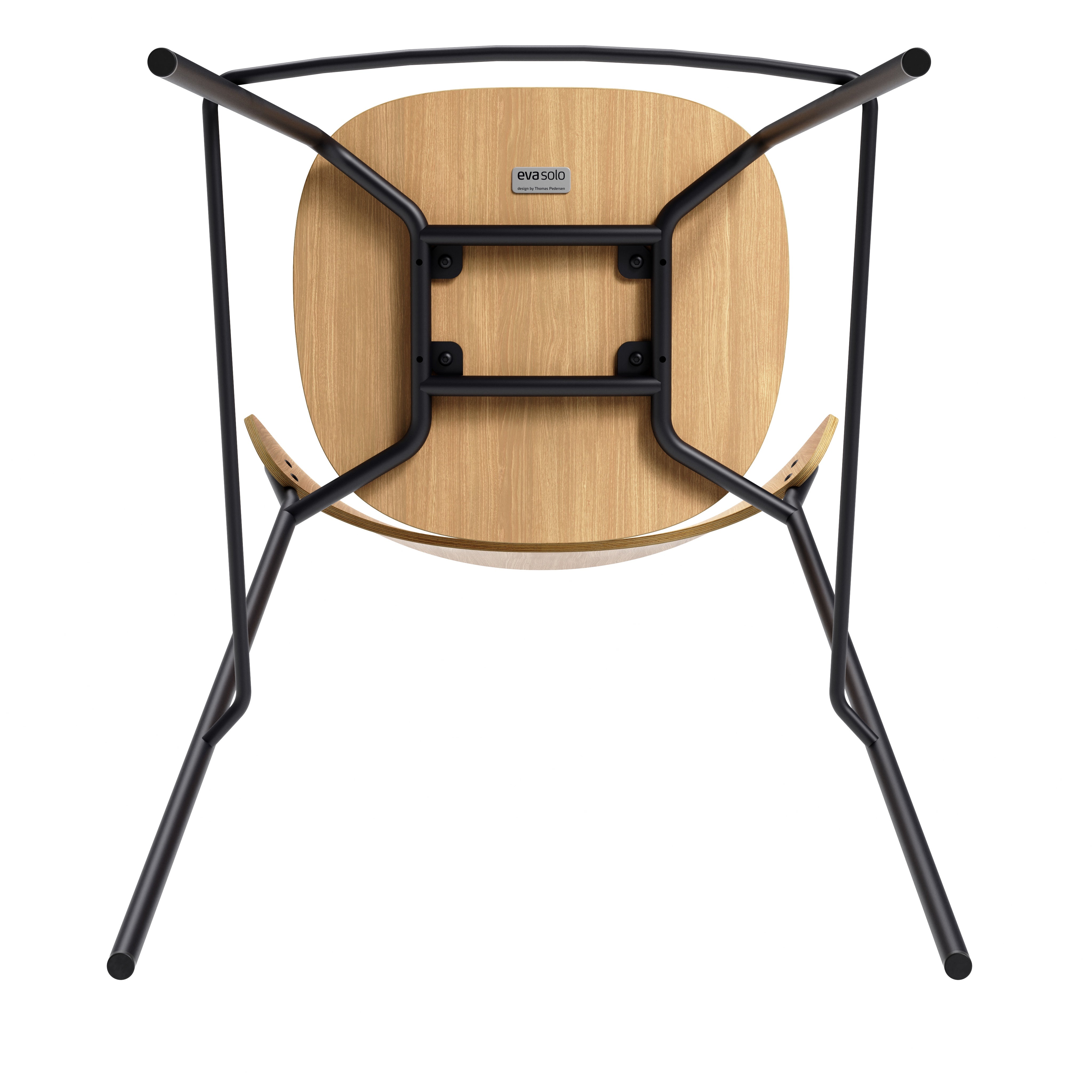 DOSINA stool with oak veneer and black base