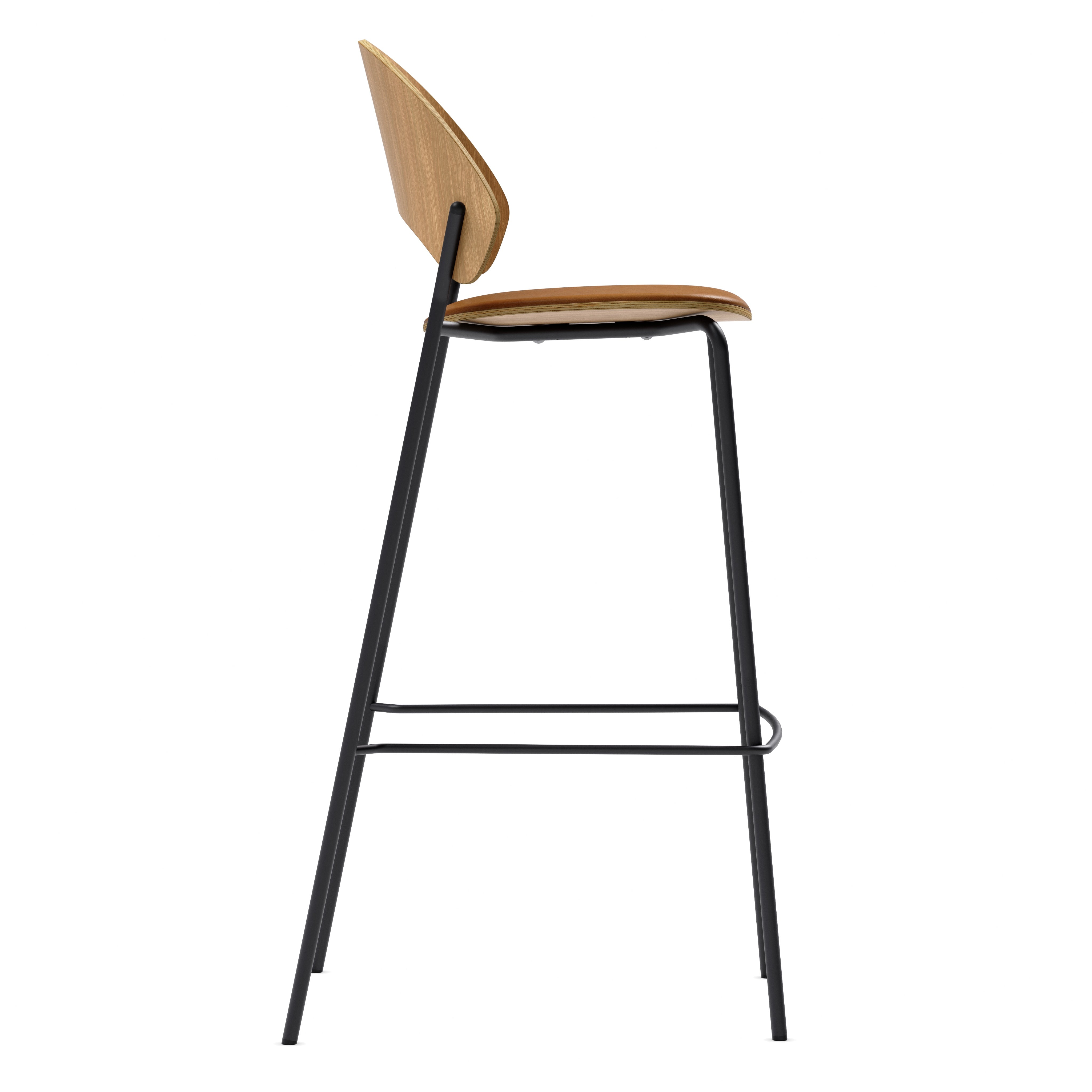 DOSINA stool with oak veneer and black base