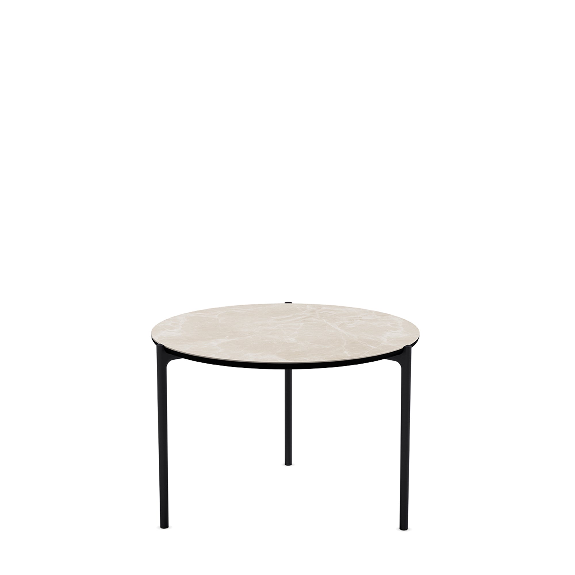 Round Side Table SAVOYE Beige Ceramic with Black Base