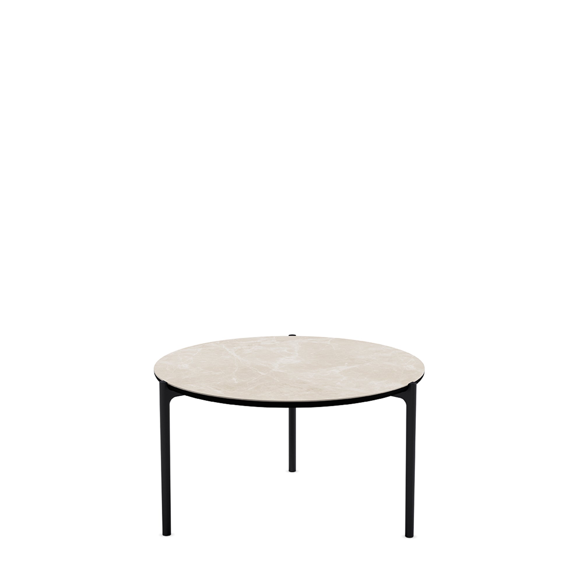 Round coffee table SAVOYE beige ceramic with black base