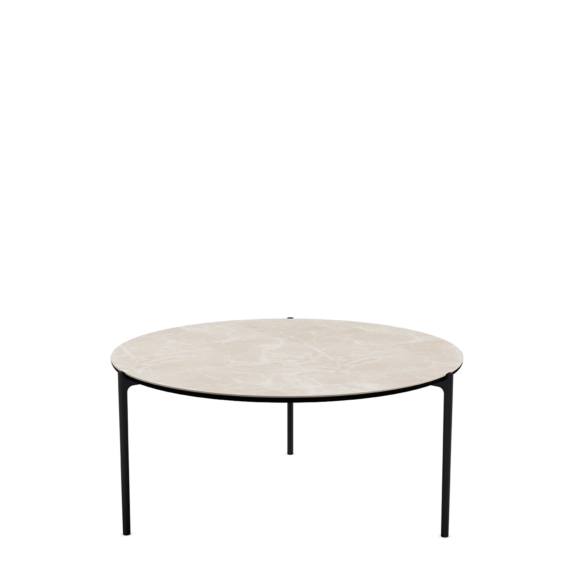 Round Side Table SAVOYE Beige Ceramic with Black Base