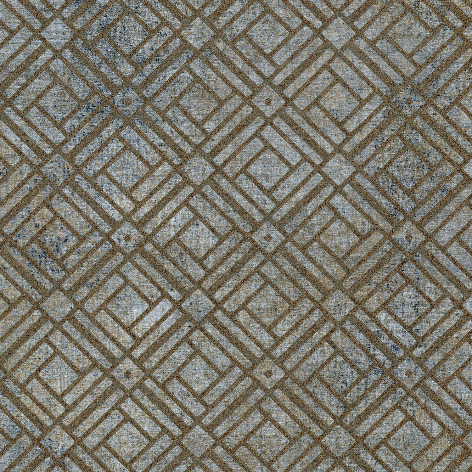 Metalická tapeta s geometrickým vzorom KHEOPS - VERT D'EAU zelená s modrou