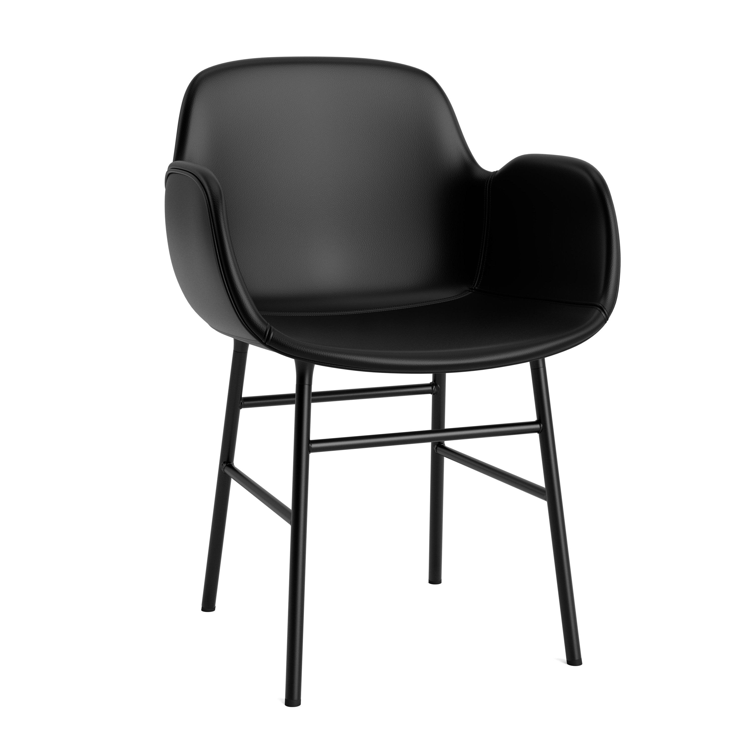 Čalúnená stolička s podrúčkami FORM s čiernym podstavcom