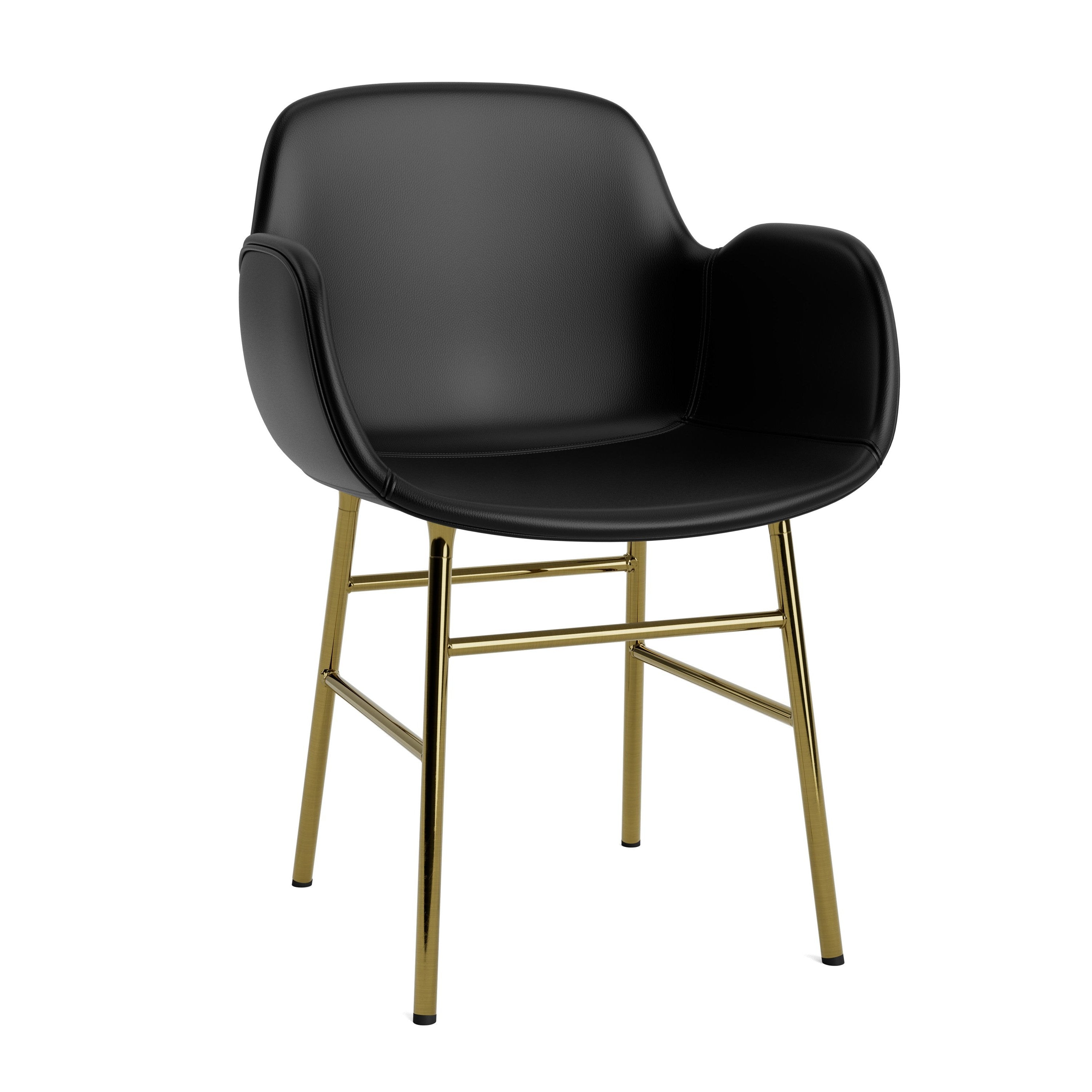 Čalúnená stolička s opierkami FORM so zlatým podstavcom